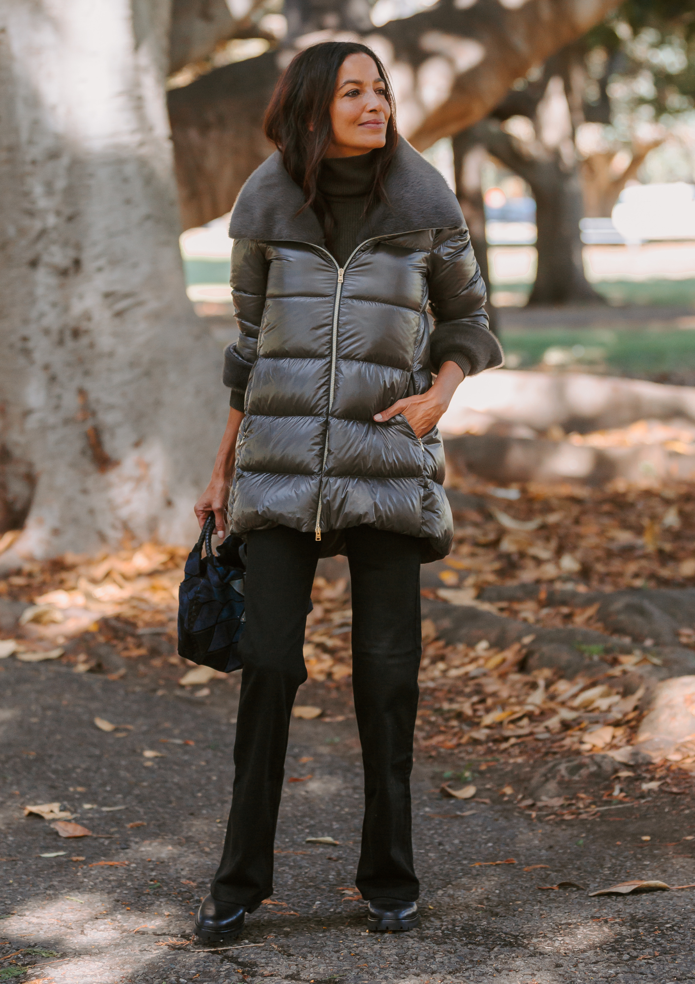Classic Nylon A-Shape Jacket & Lady Alternative Fur | Anthracite