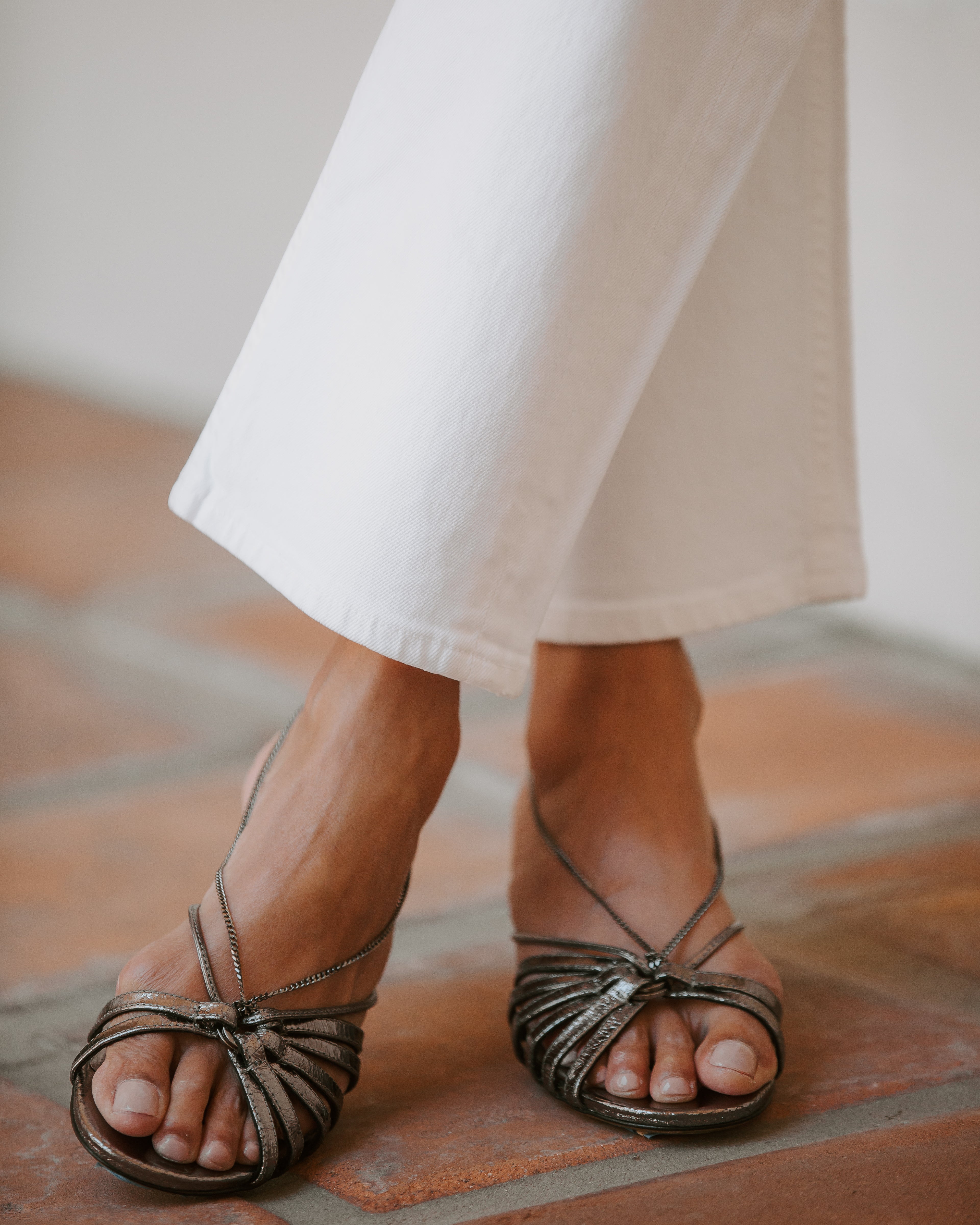 Nico Kitten Heel Sandal| Rutenio Metal