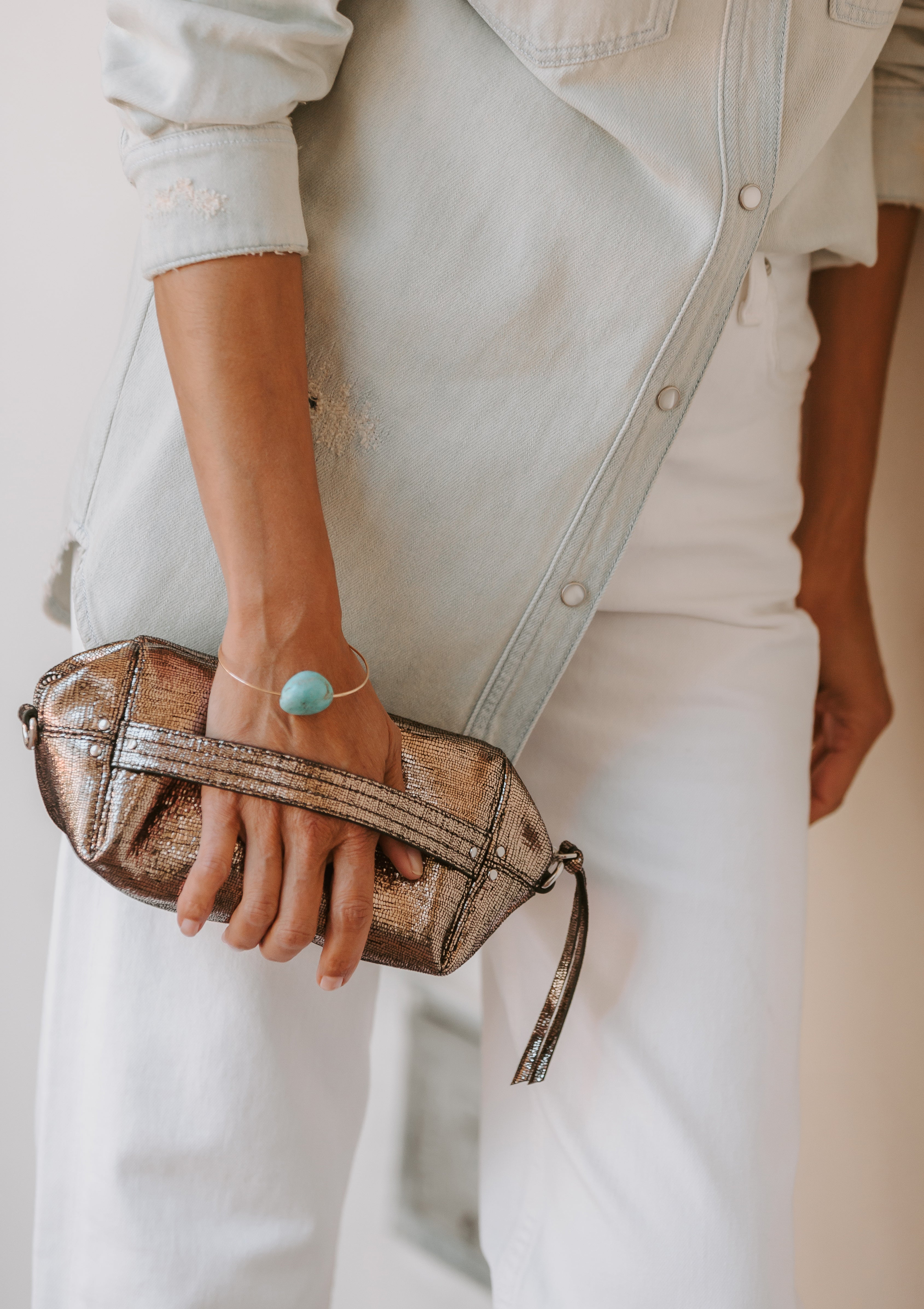 Lucky Case | Goatskin Lame Champagne