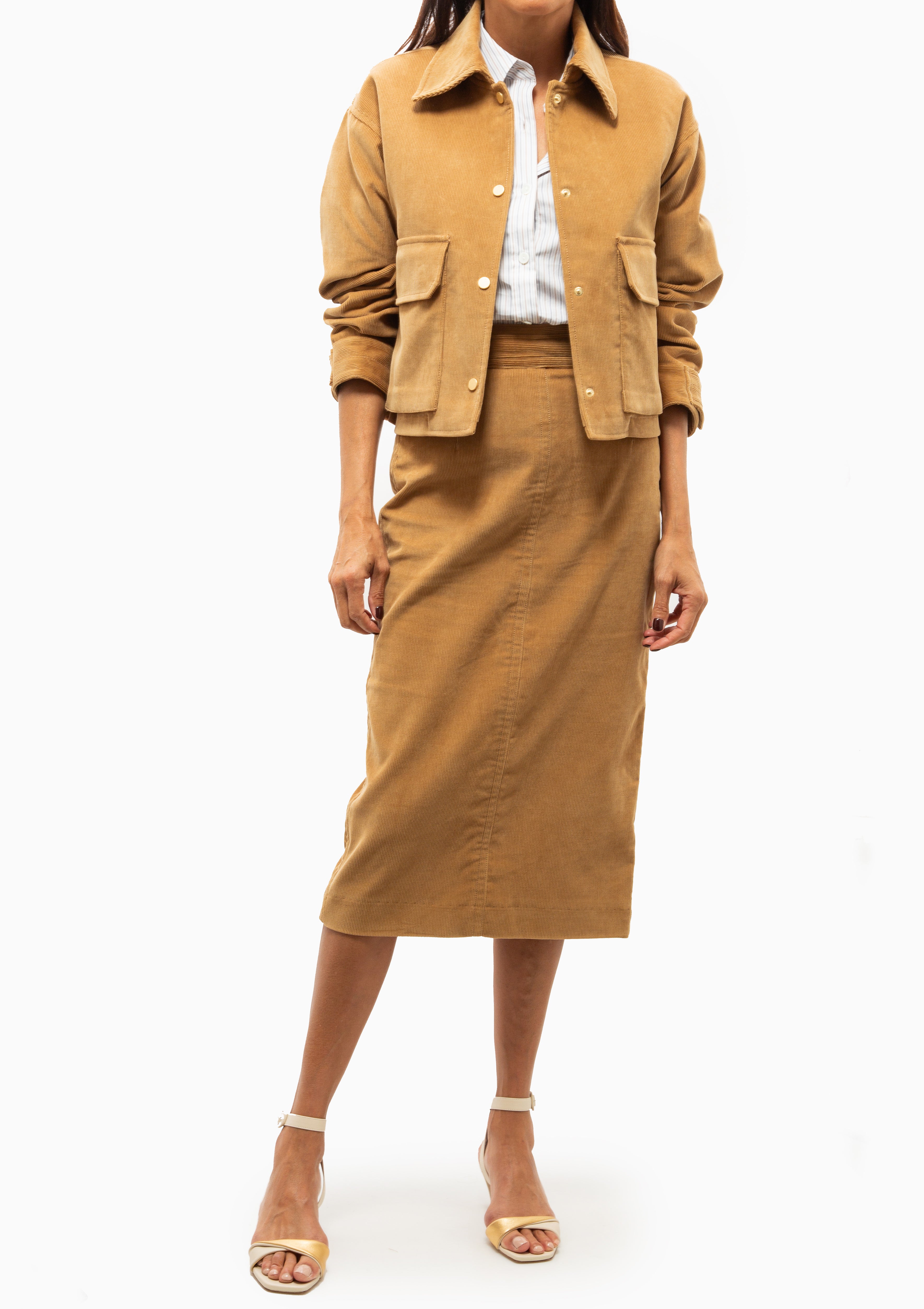 Zipper Pencil Skirt | Caramel