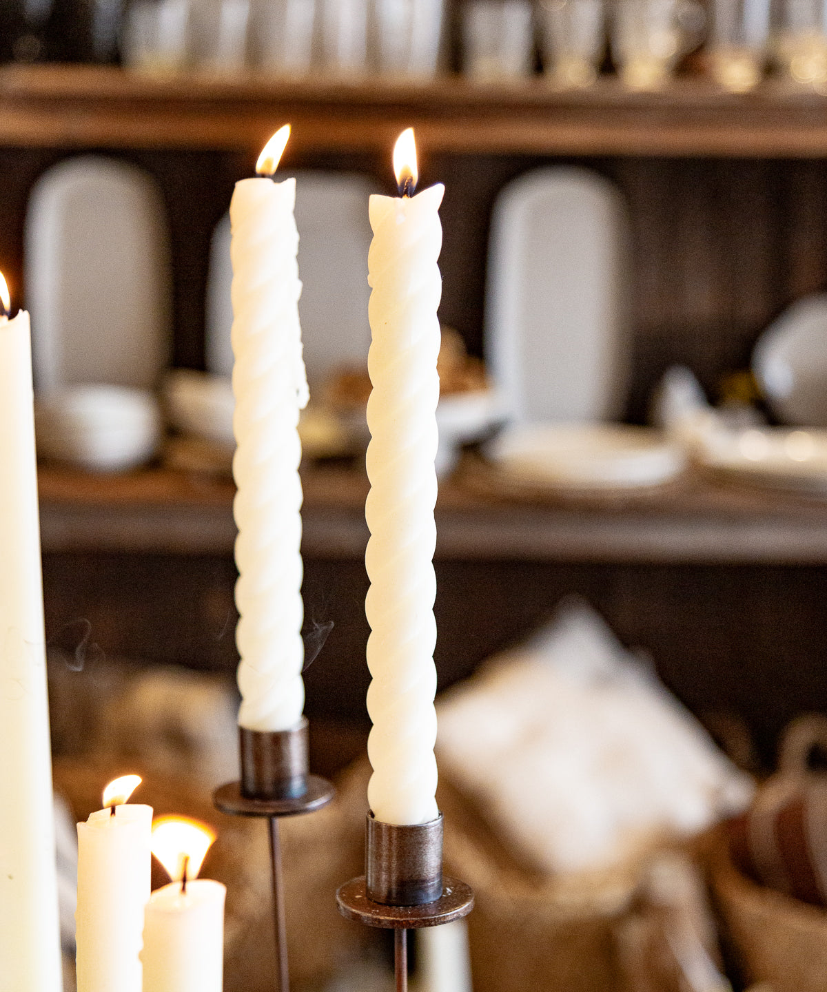 Rope Candles Pair 10" | Cream