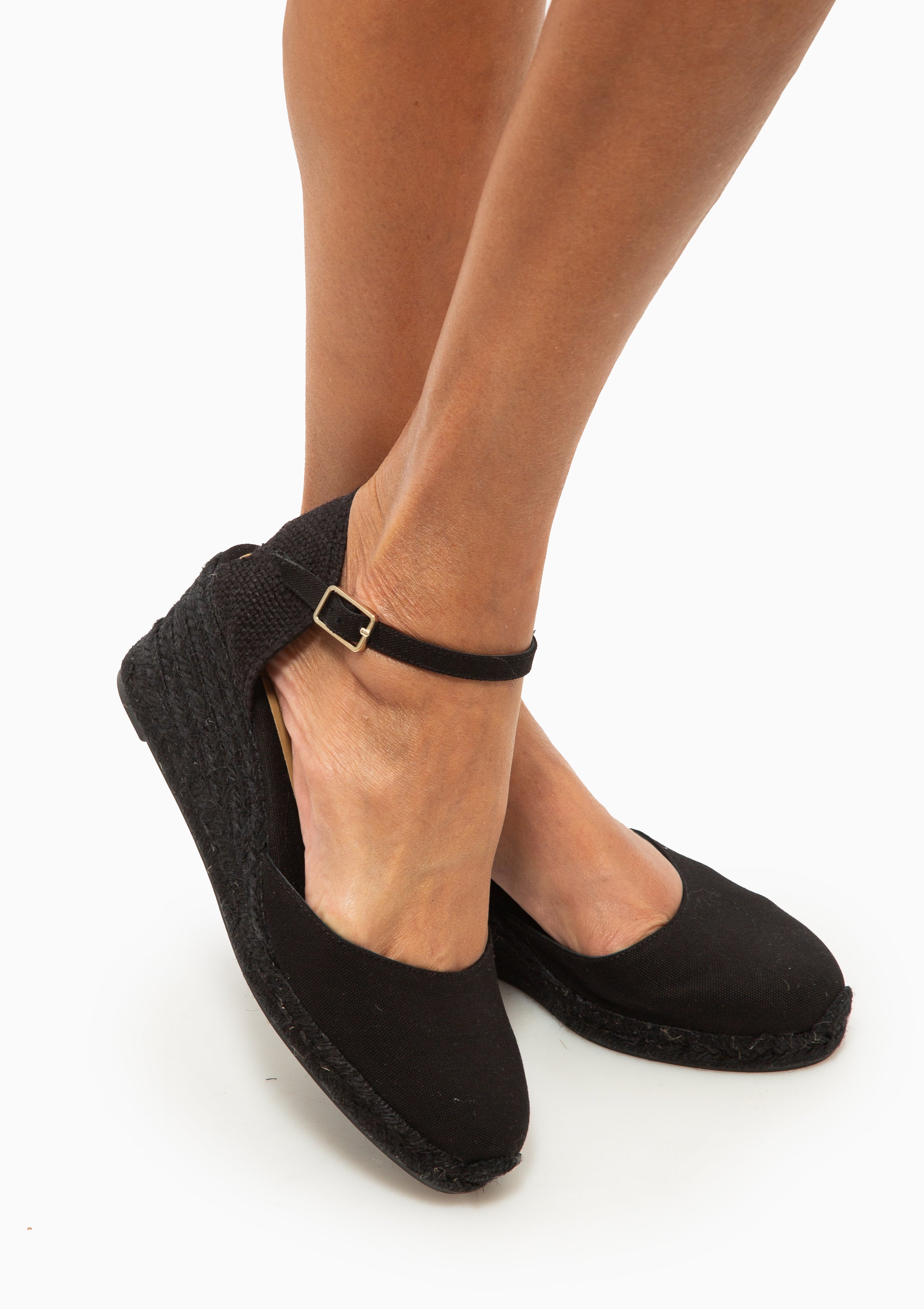 Carol Canvas Tinted Jute Wedge 3" | Negro
