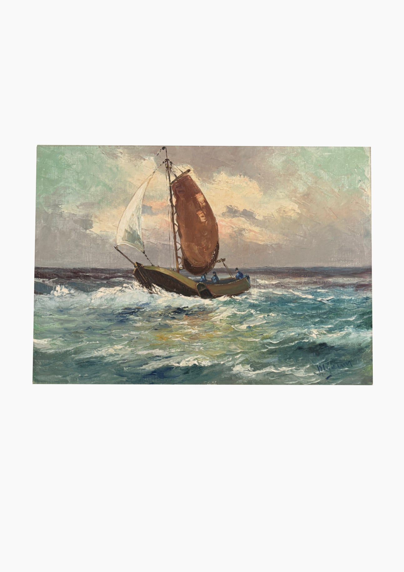 Antique Dutch Seascape Oil Painting | 27” x 19”