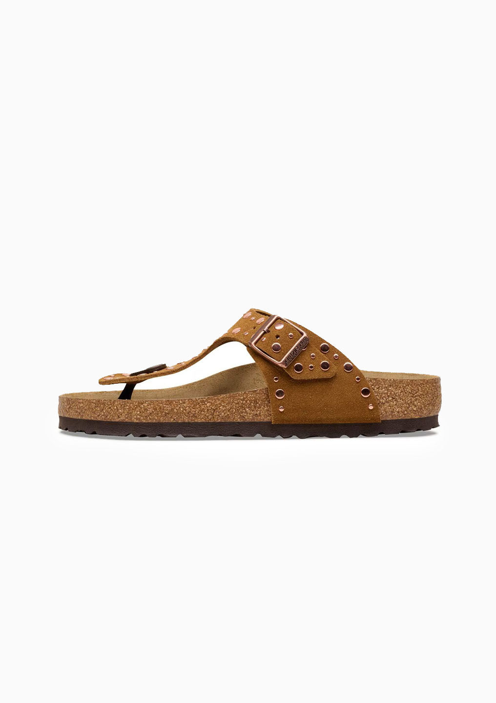 Gizeh Rivets Suede Sandal | Mink