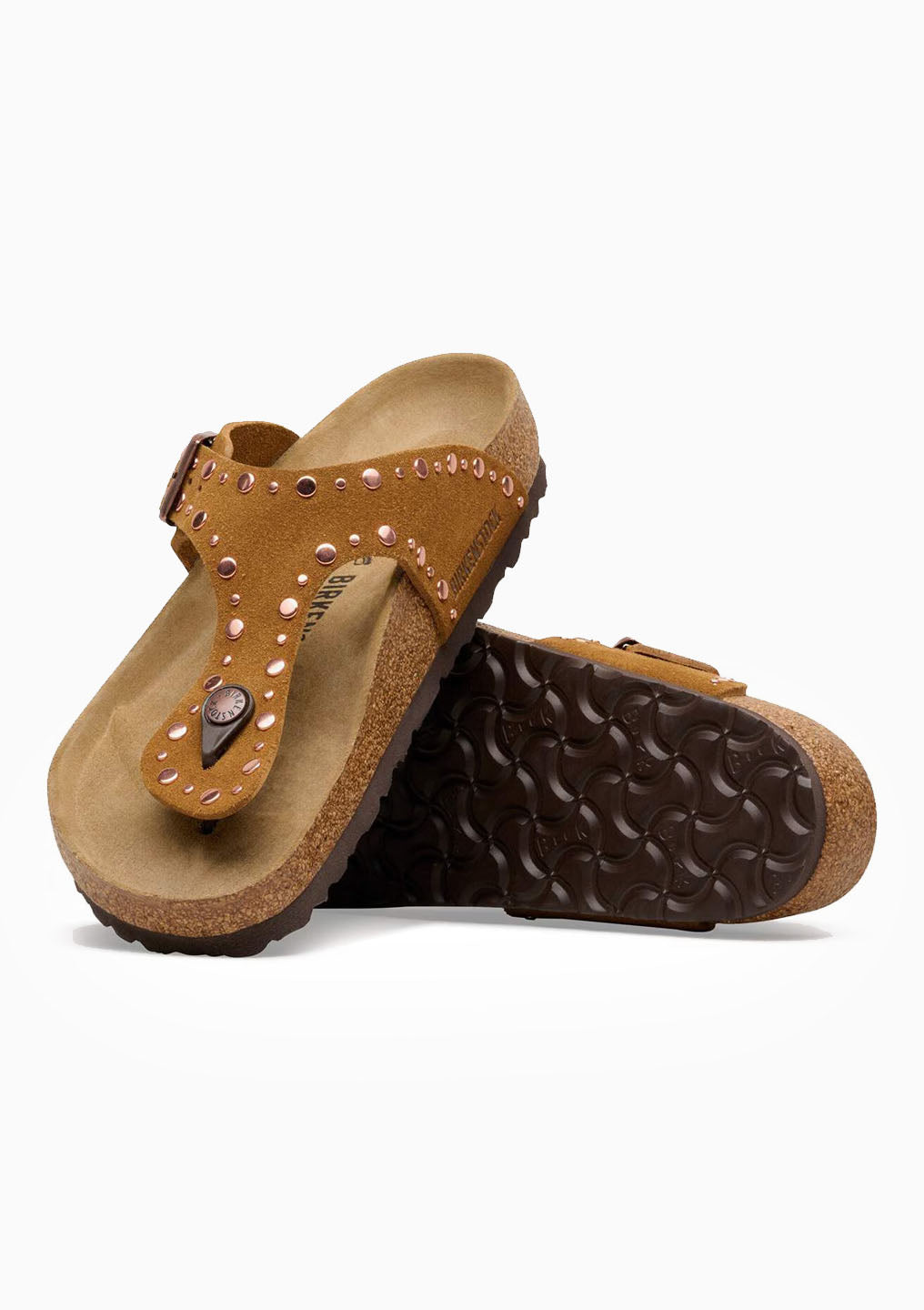 Gizeh Rivets Suede Sandal | Mink