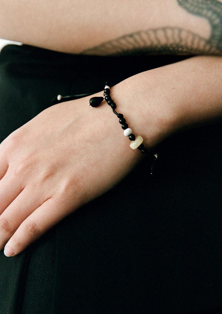 Small Harvest, Ebony Horn & Sterling Silver Drawstring Bracelet