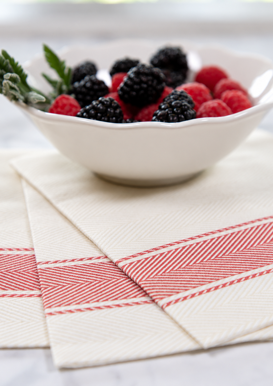 Herringbone Slim Napkins | Red, Set Of 25