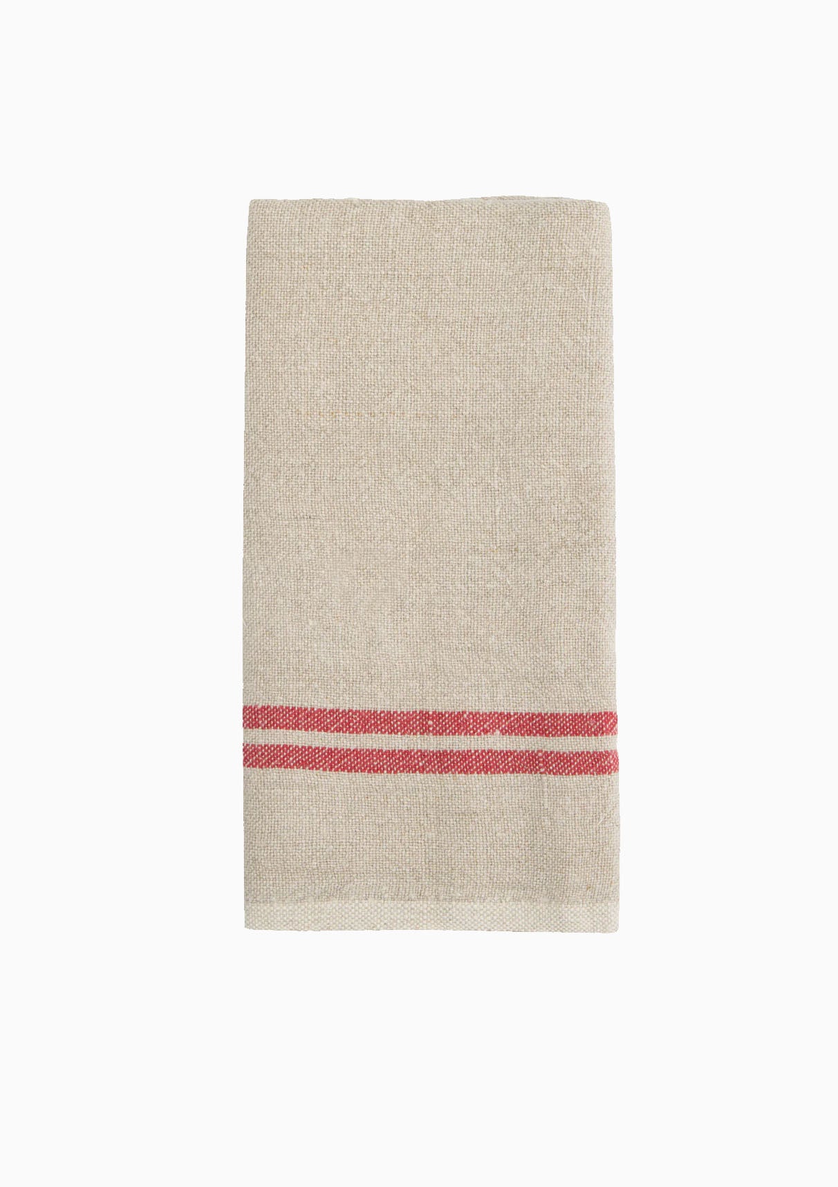 Vintage Linen Towels Set of 2, Natural/Red