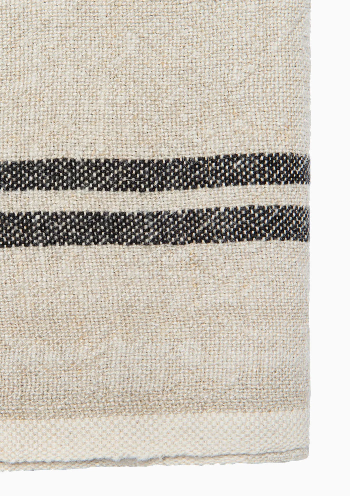 Vintage Linen Towels Set of 2 | Natural/Black