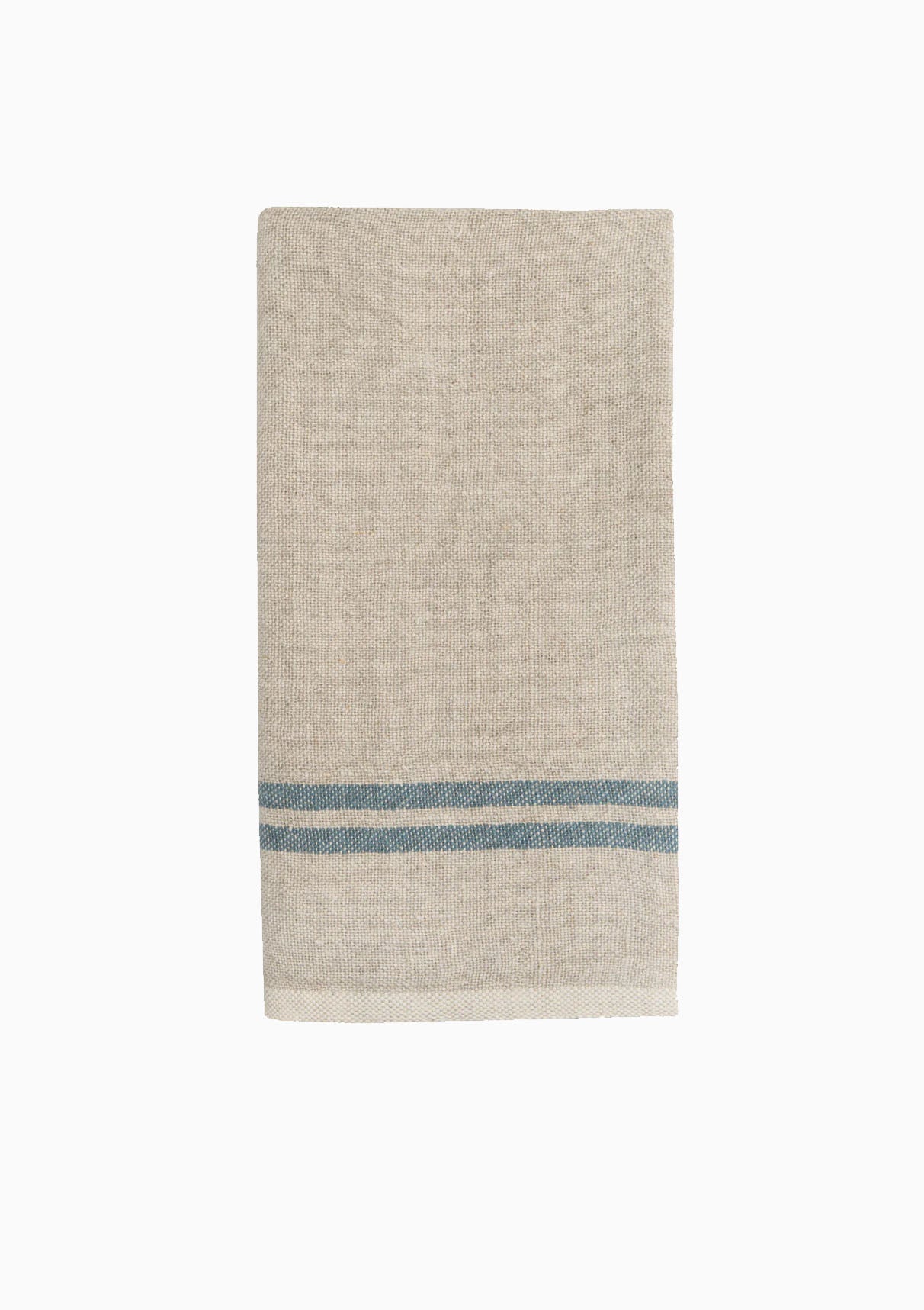 Vintage Linen Towels Set of 2, Natural/Blue