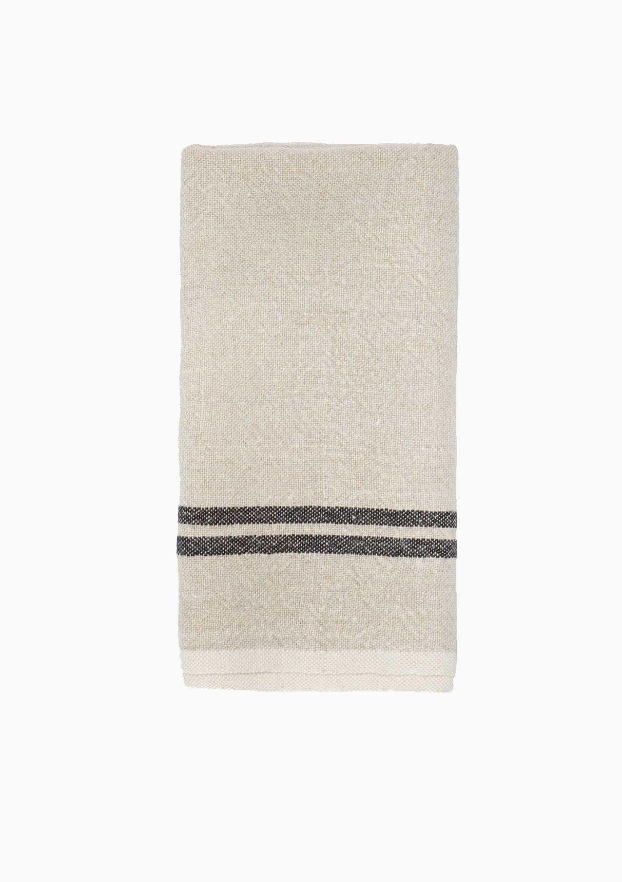 Vintage Linen Towels Set of 2 | Natural/Black