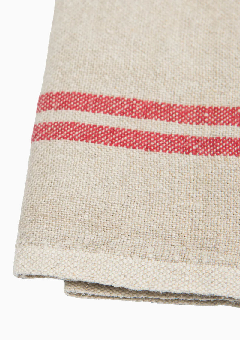 Vintage Linen Towels Set of 2 | Natural/Red