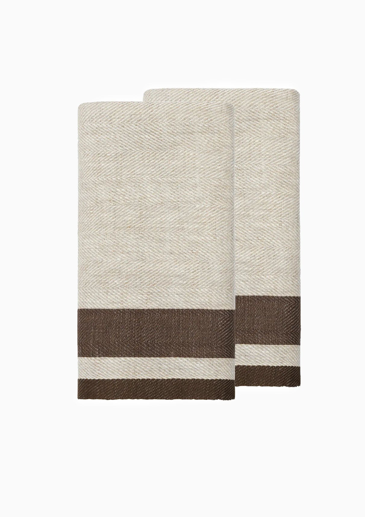 Gordes Tea Towels Set of 2 | Natural/Chocolate