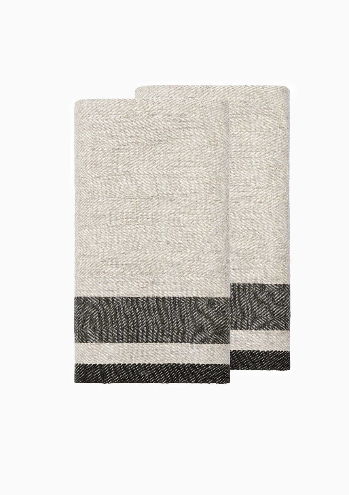 Gordes Tea Towels Set of 2 | Natural/Charcoal