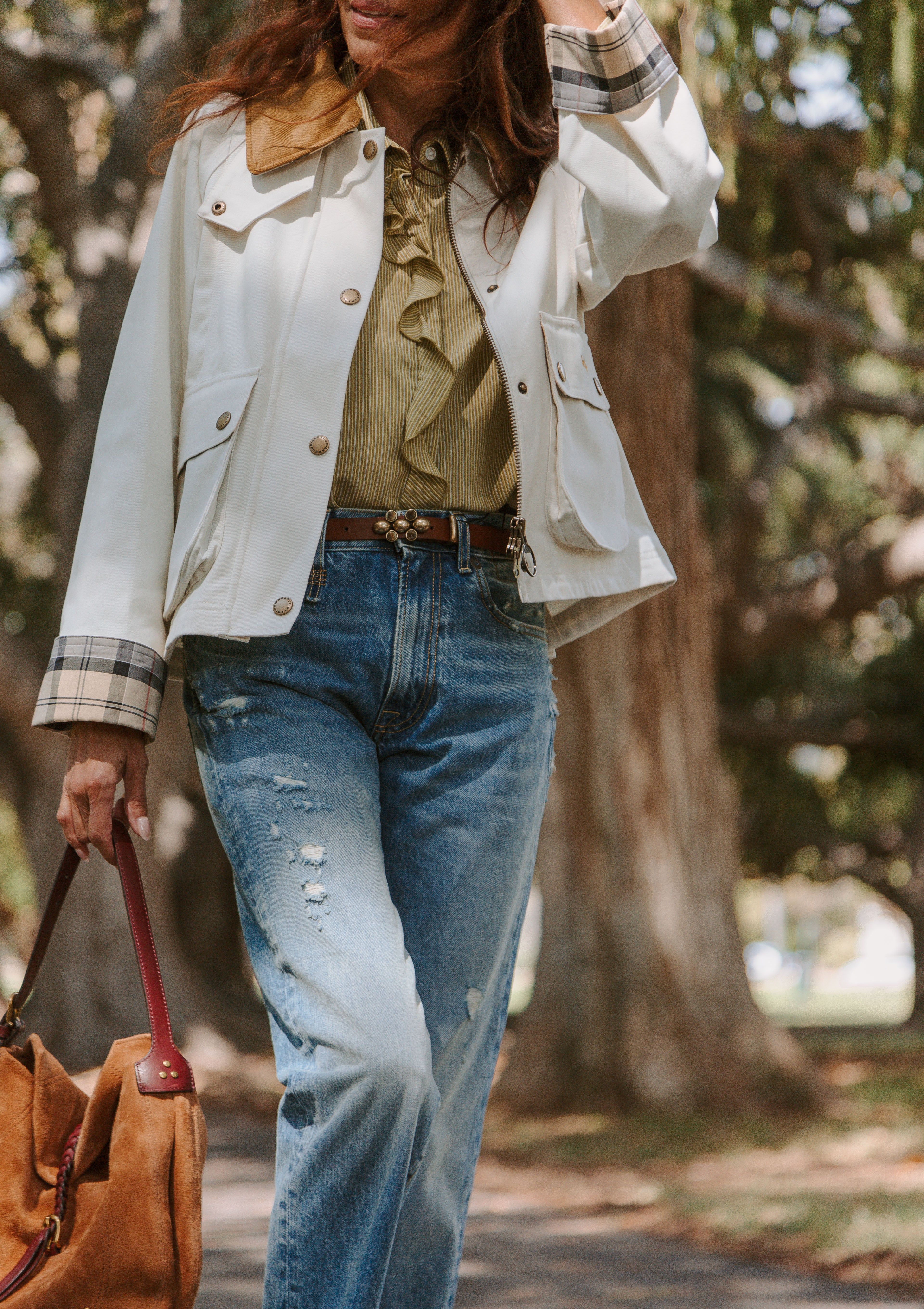 Ruffle Blouse | Green Stripe