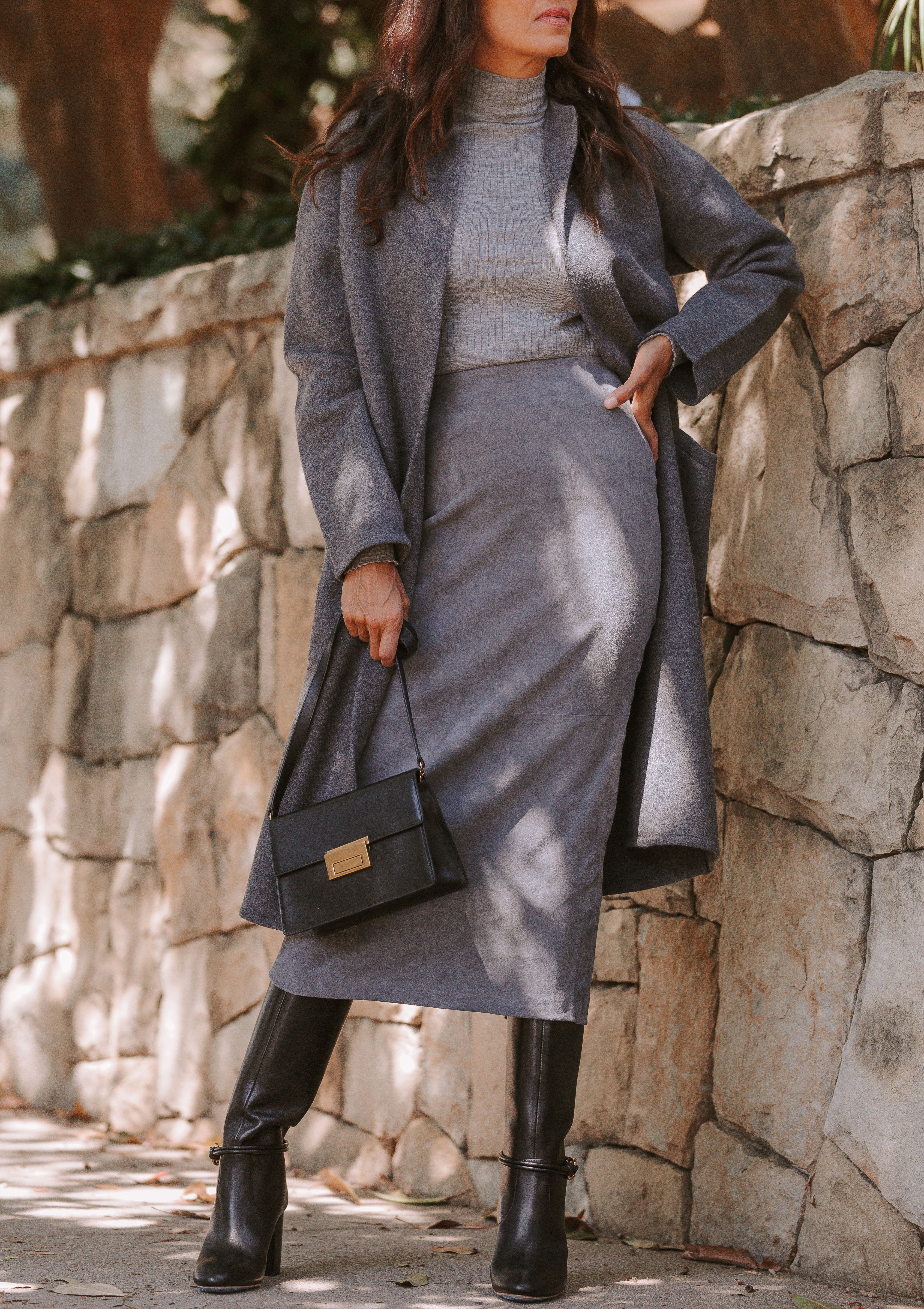 Suede Tube Skirt | Castle Grey