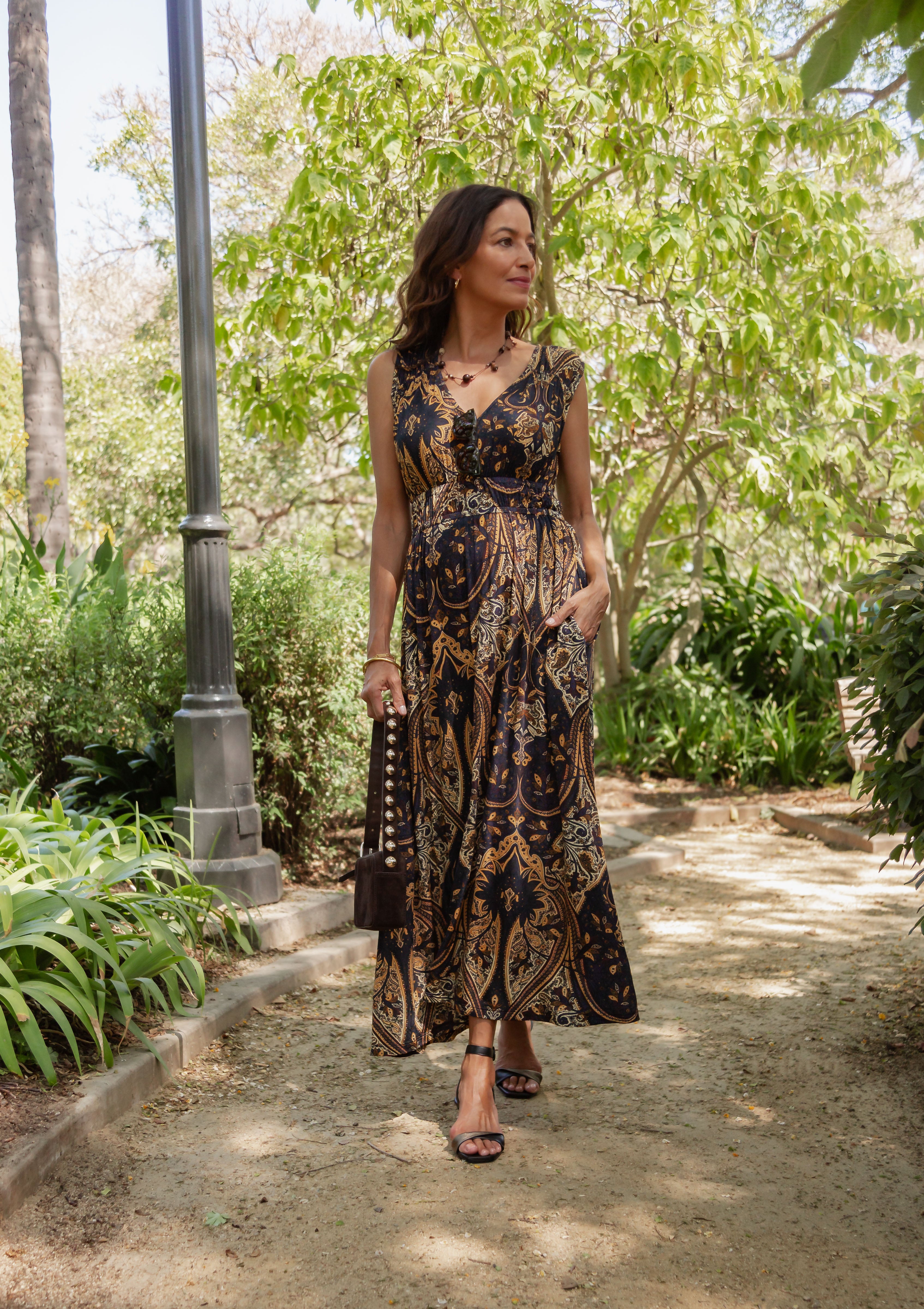 Ursula V-Neck Jersey Dress | Twilight Paisley