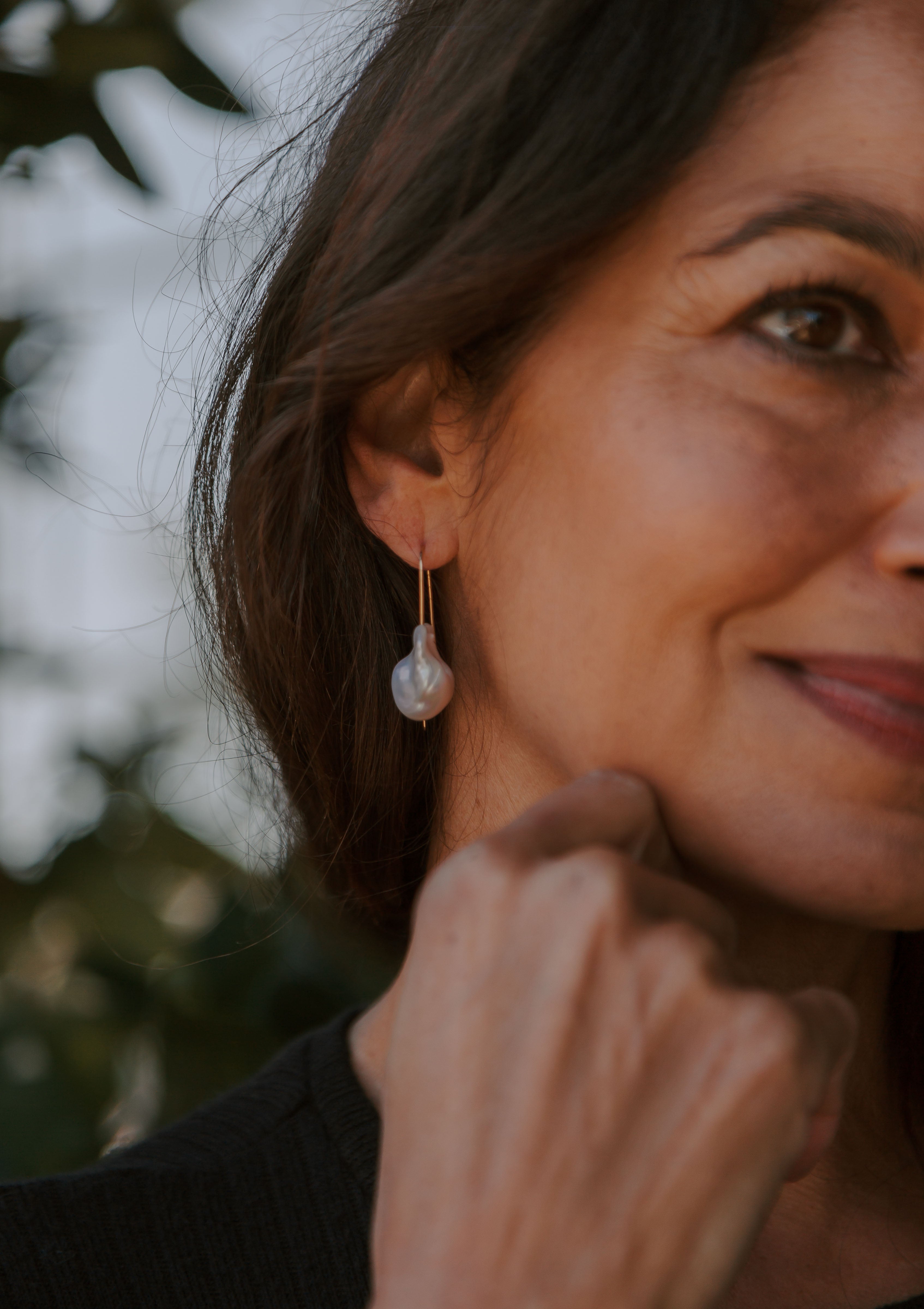 Baroque Pearl Coin Drop Earrings | White