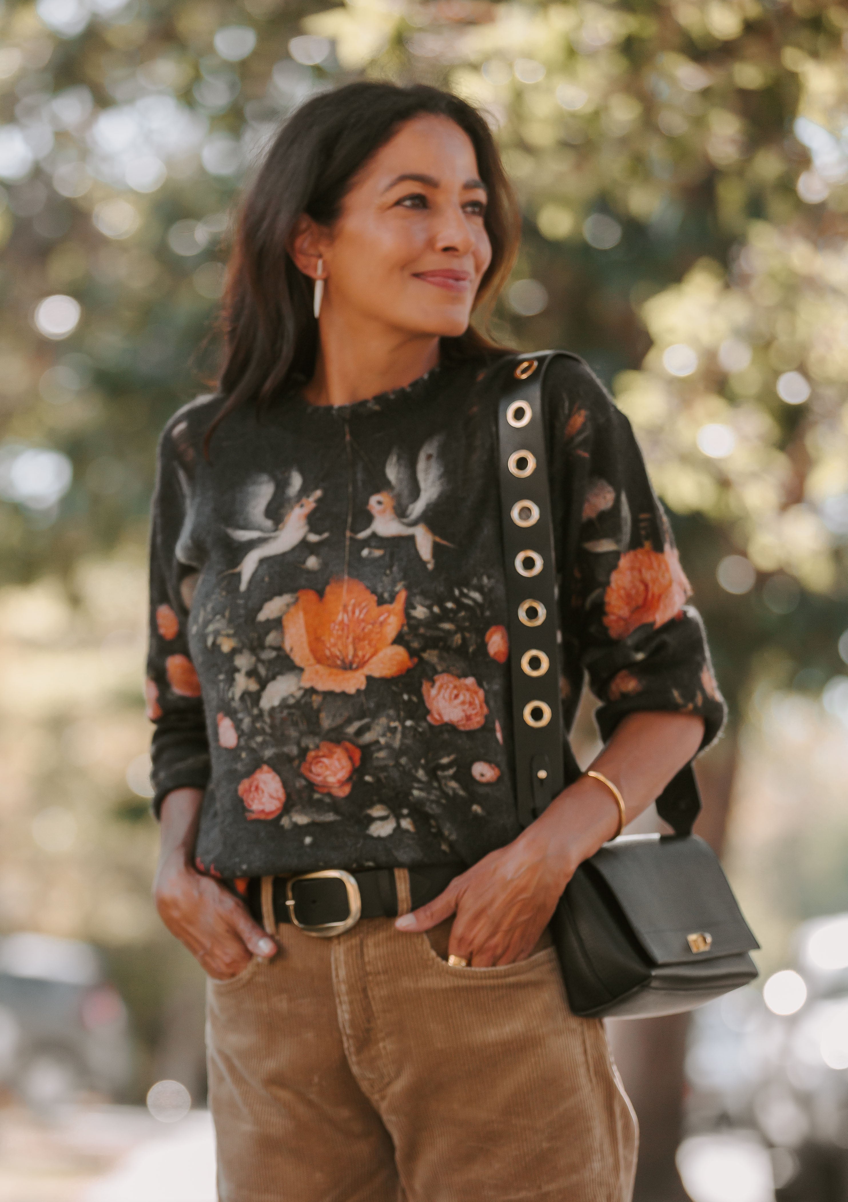 Printed Boyfriend Sweater | Multicolor Black