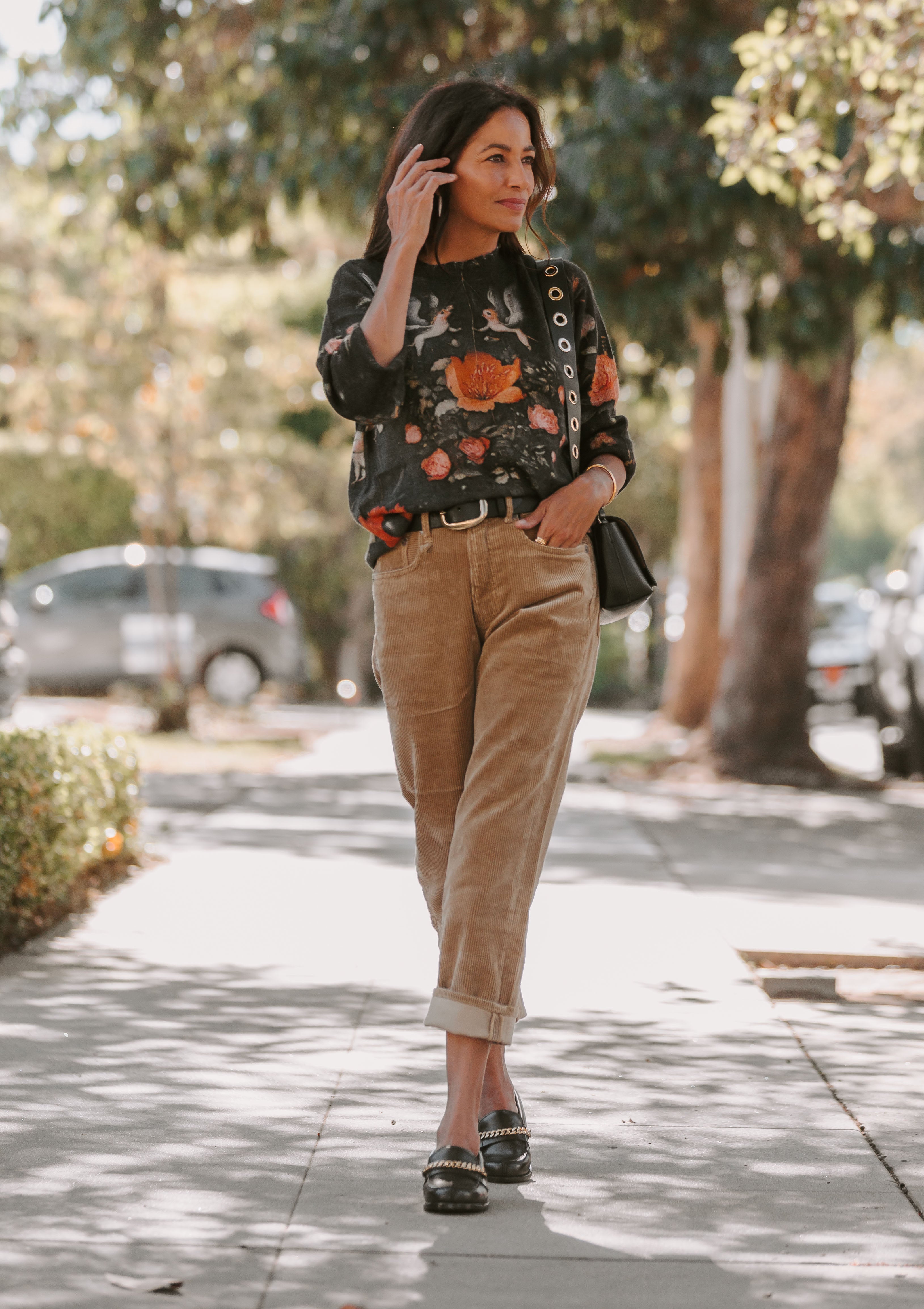 Printed Baby Crewneck | Floral On Black