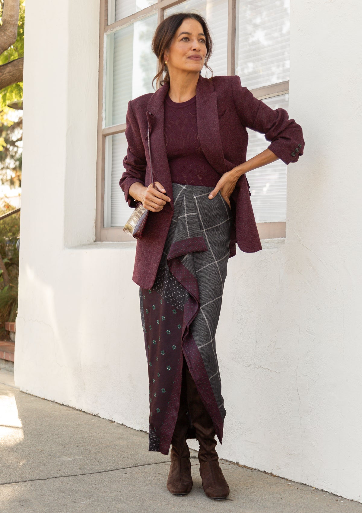 Oversized Long Lapel Blazer | Bordeaux
