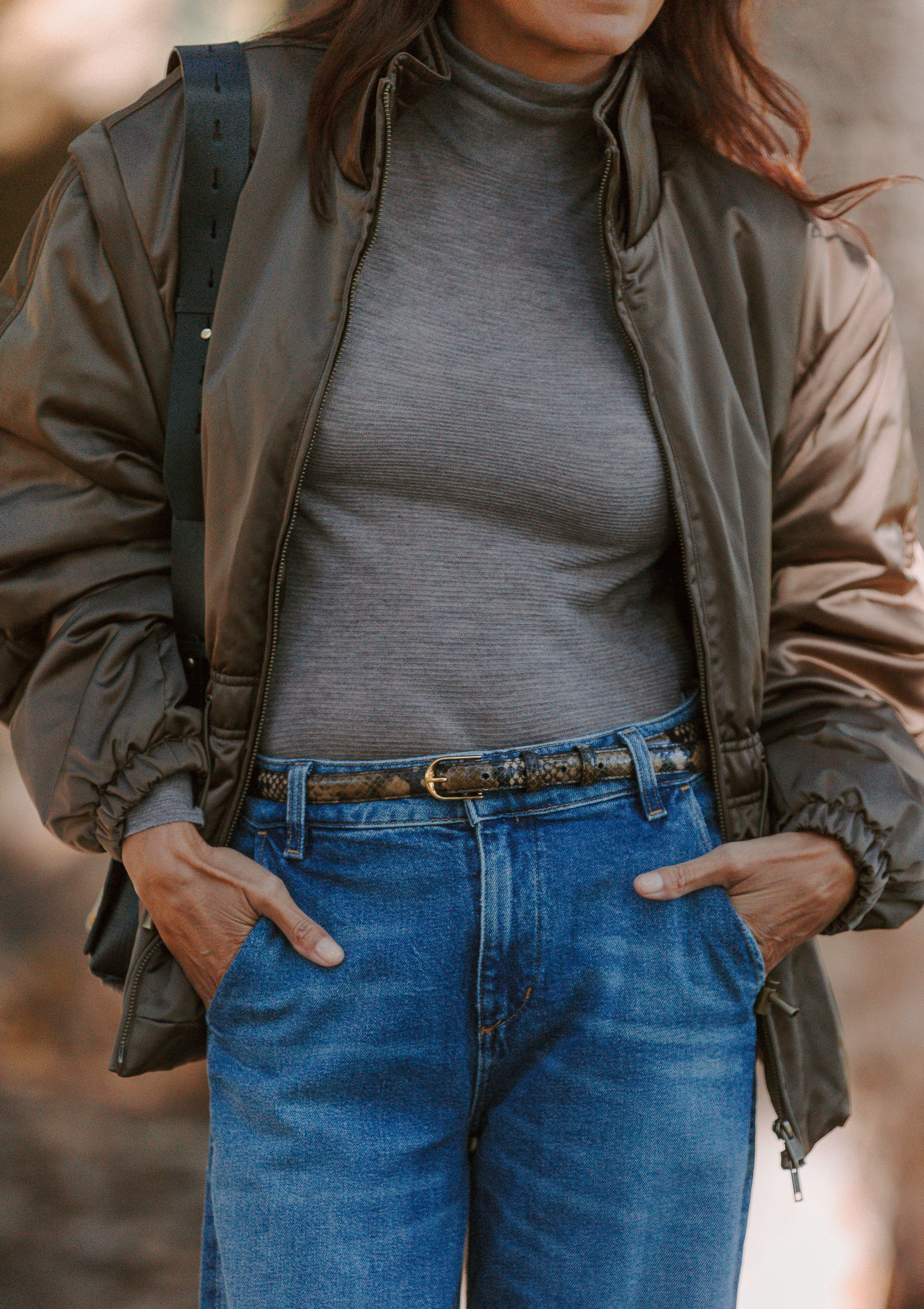 Jane Belt | Brown Snakeskin/Antique Brass