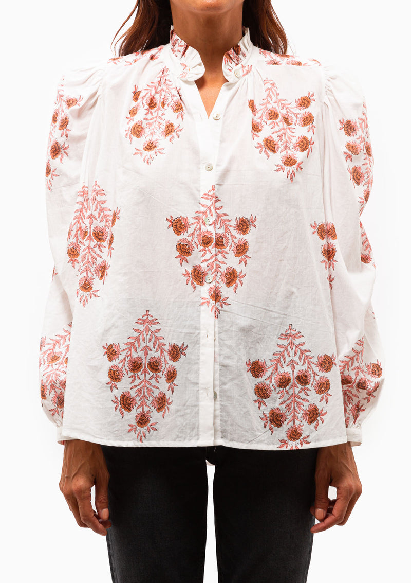 Annabel Pink Dahlia Shirt | White Dahlia