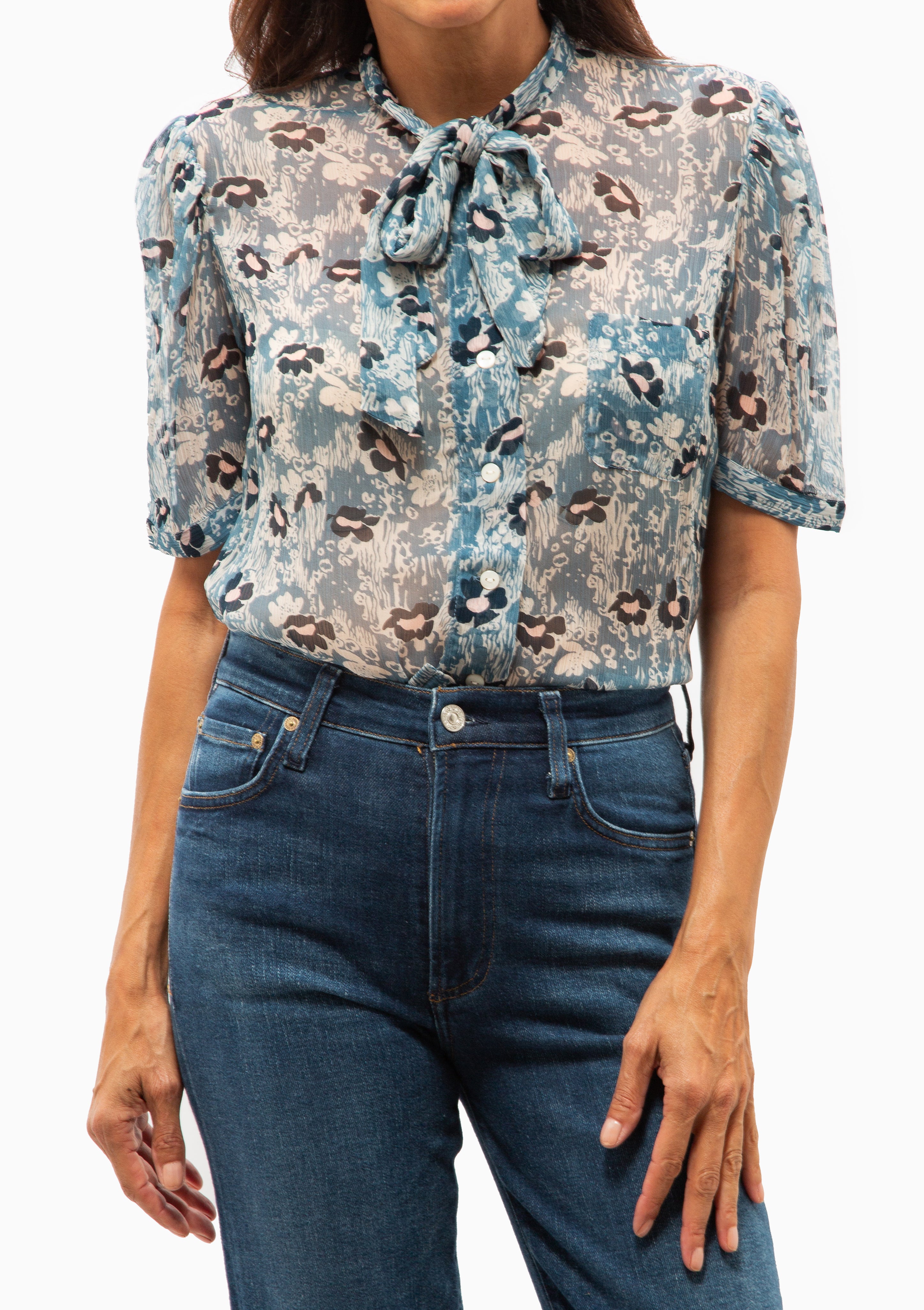 Chance Water Flower Shirt | Medium Blue