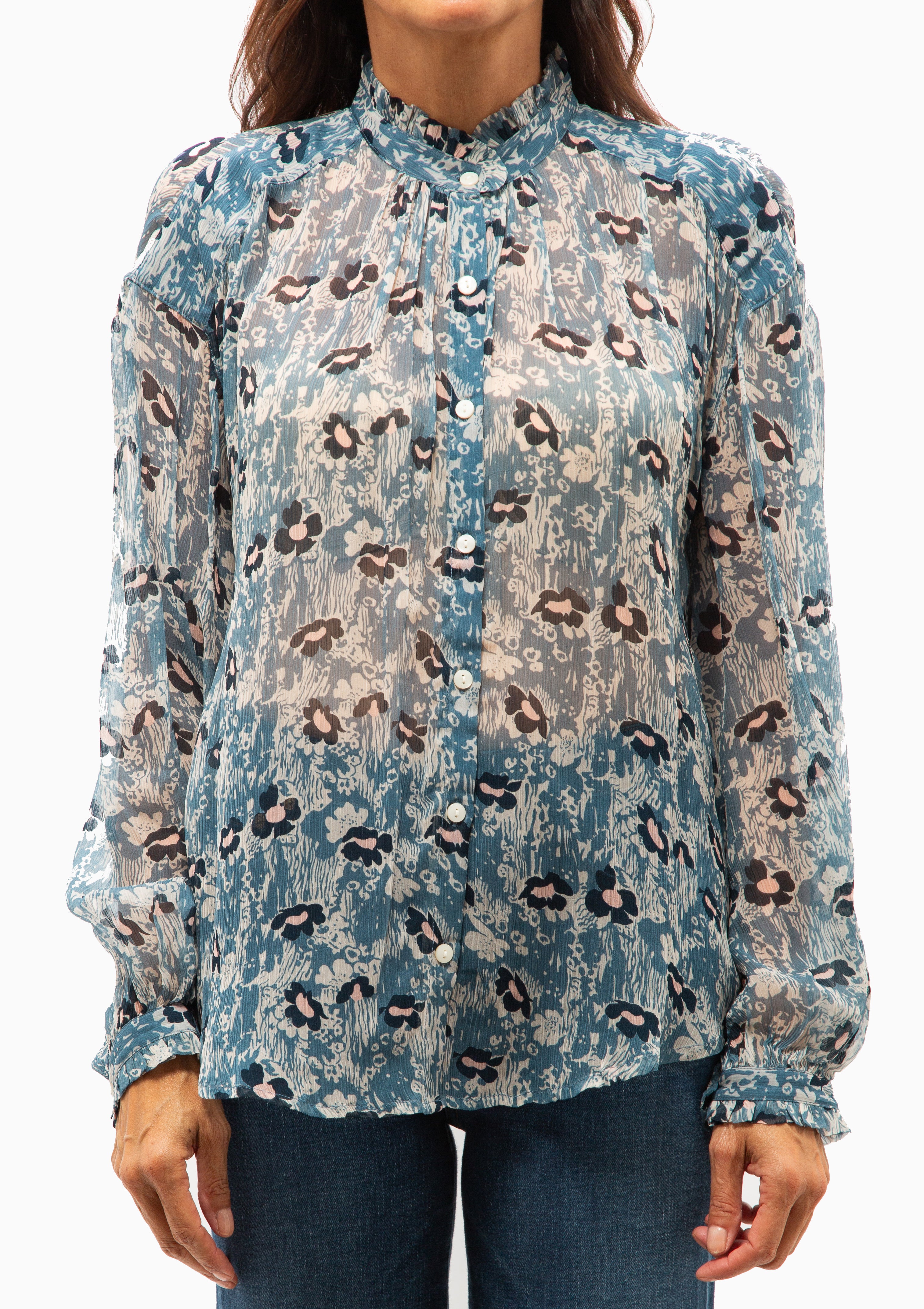 Poet Water Flower Blouse | Medium Blue