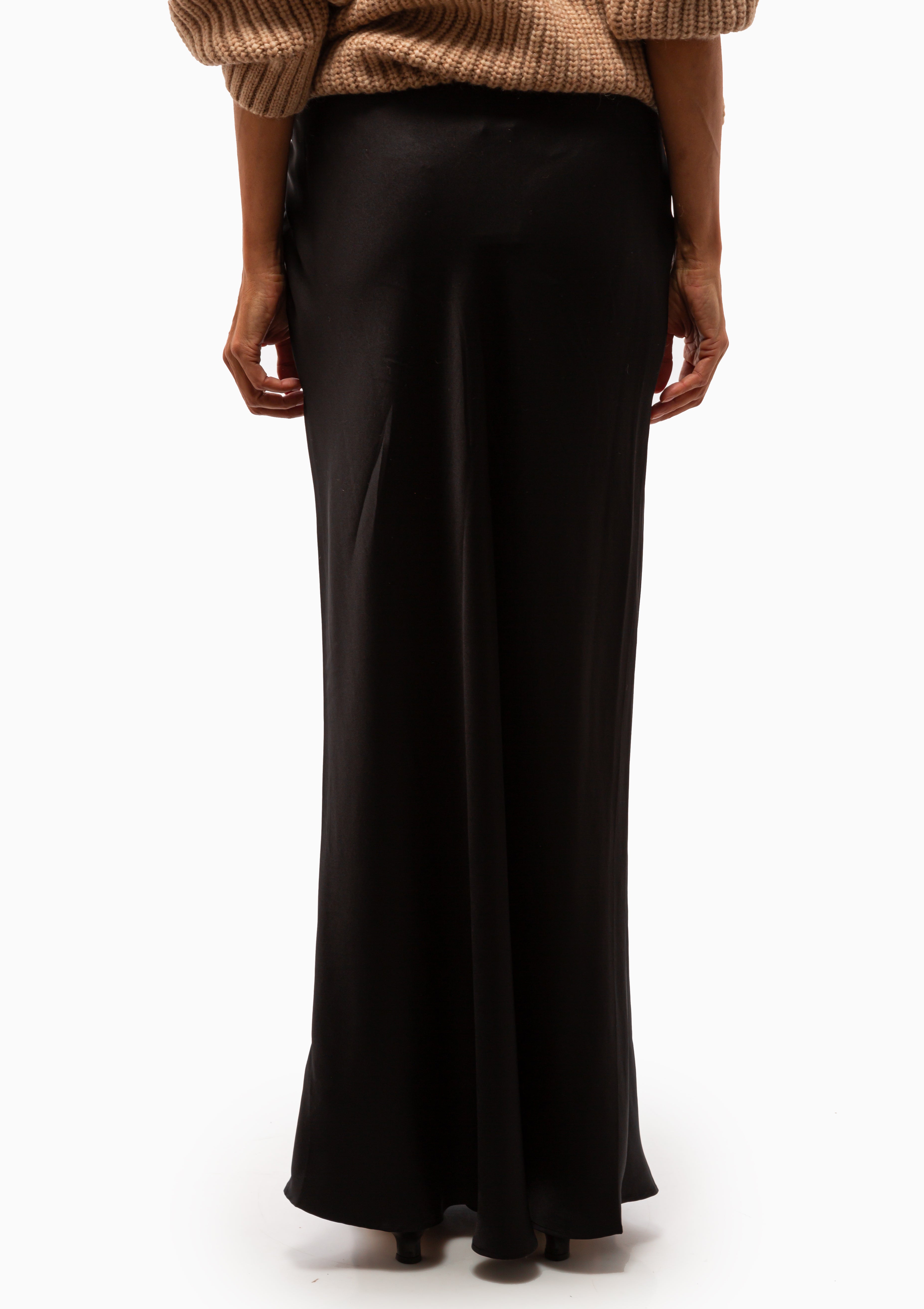 Bar Silk Maxi Skirt | Black