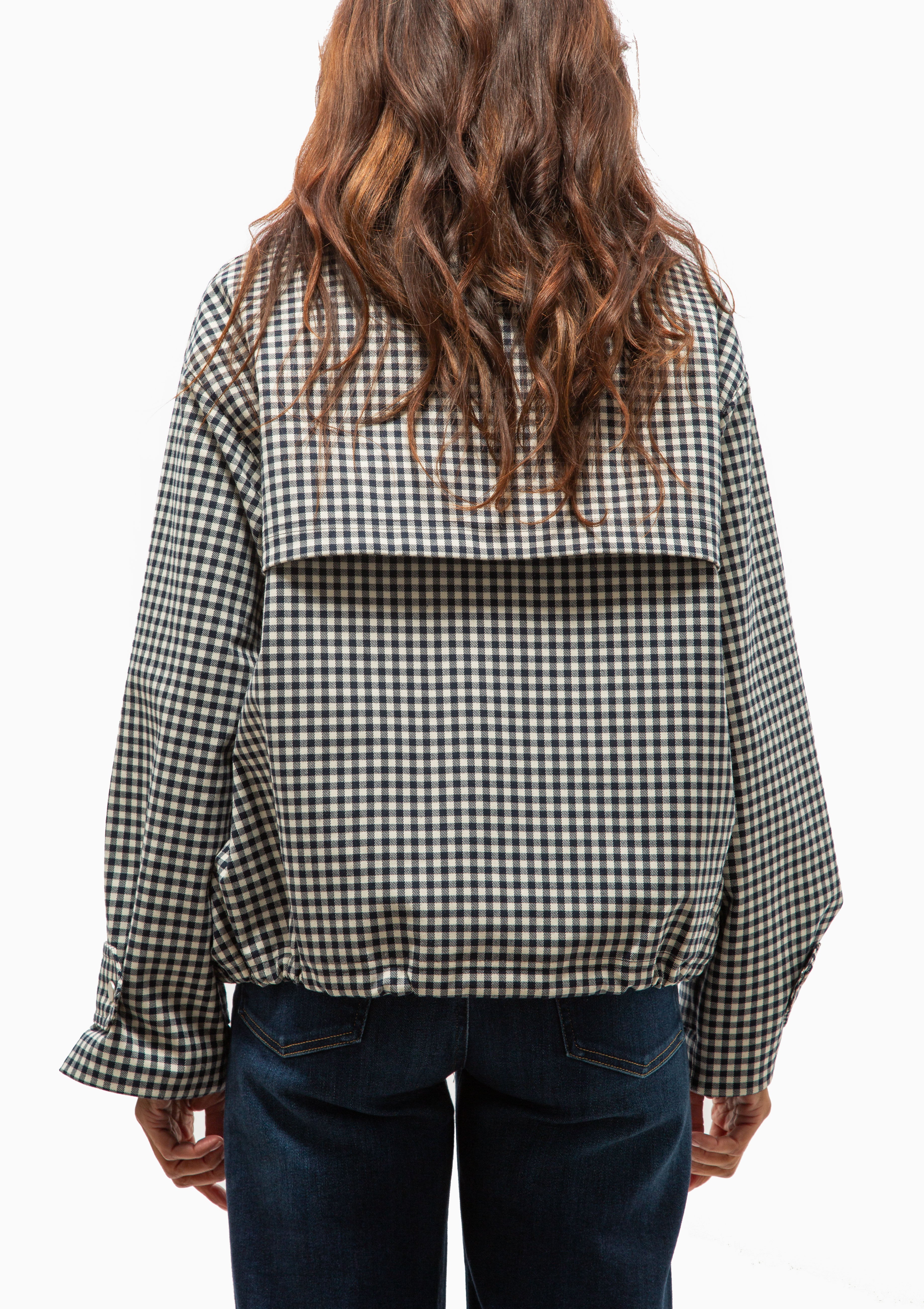 Bronwyn Check Showerproof Jacket | Navy Gingham