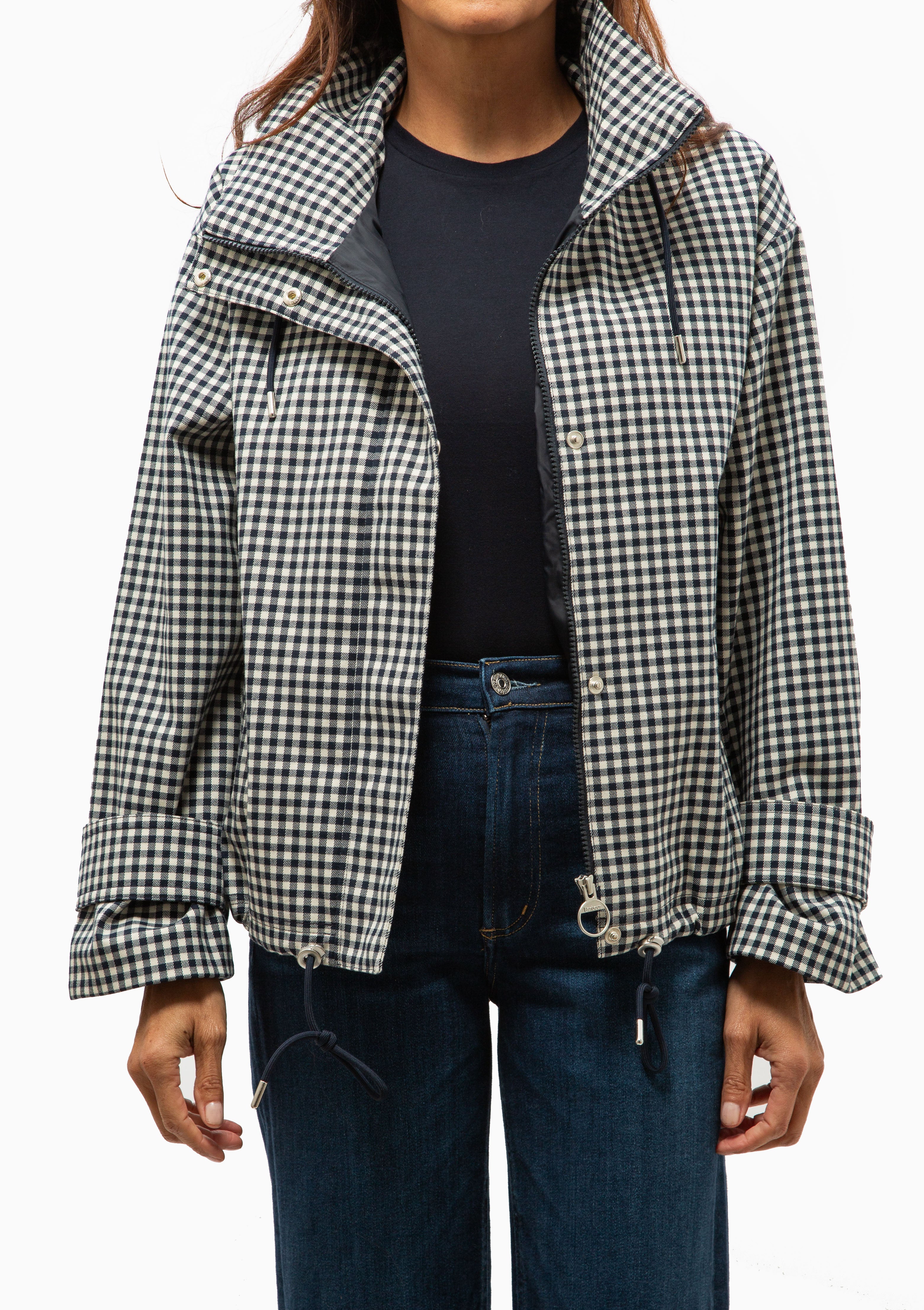 Bronwyn Check Showerproof Jacket | Navy Gingham