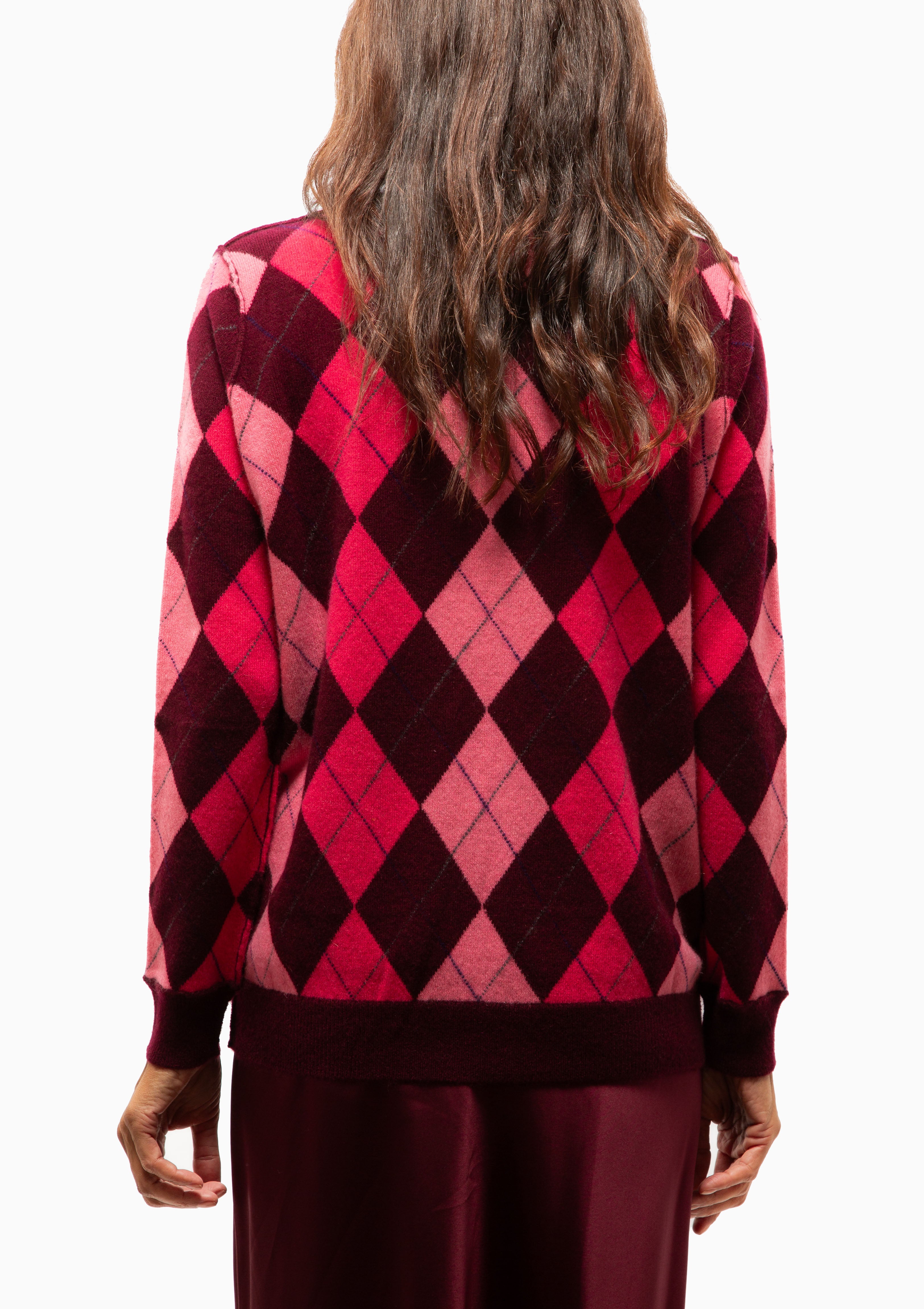 Argyle Cardigan | Bordeaux