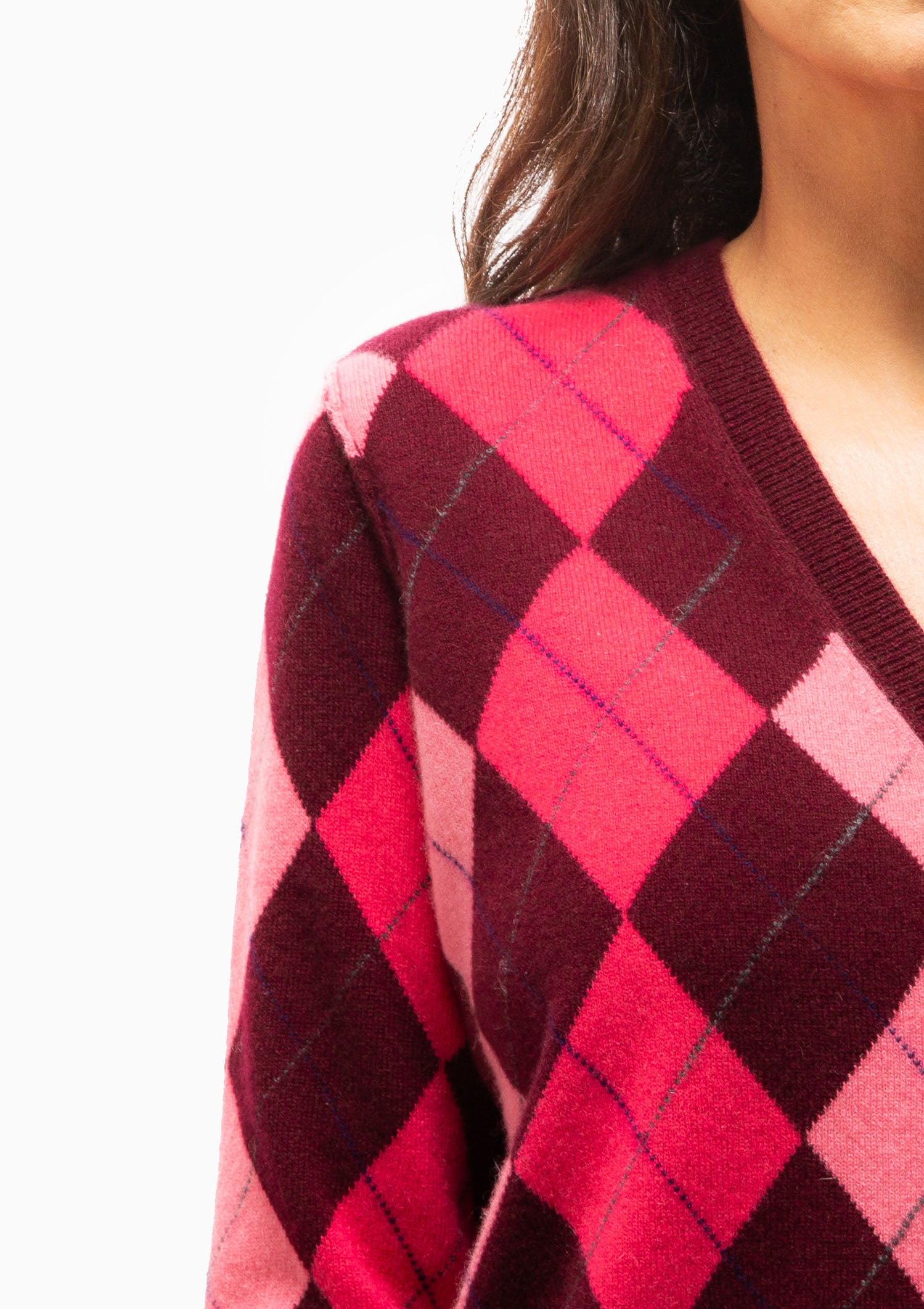 Argyle Cardigan | Bordeaux
