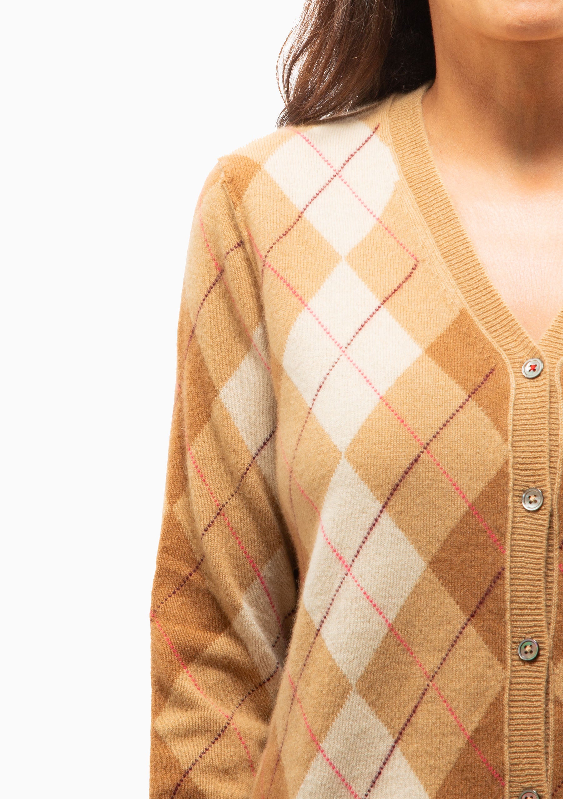 Argyle Cardigan | Camel