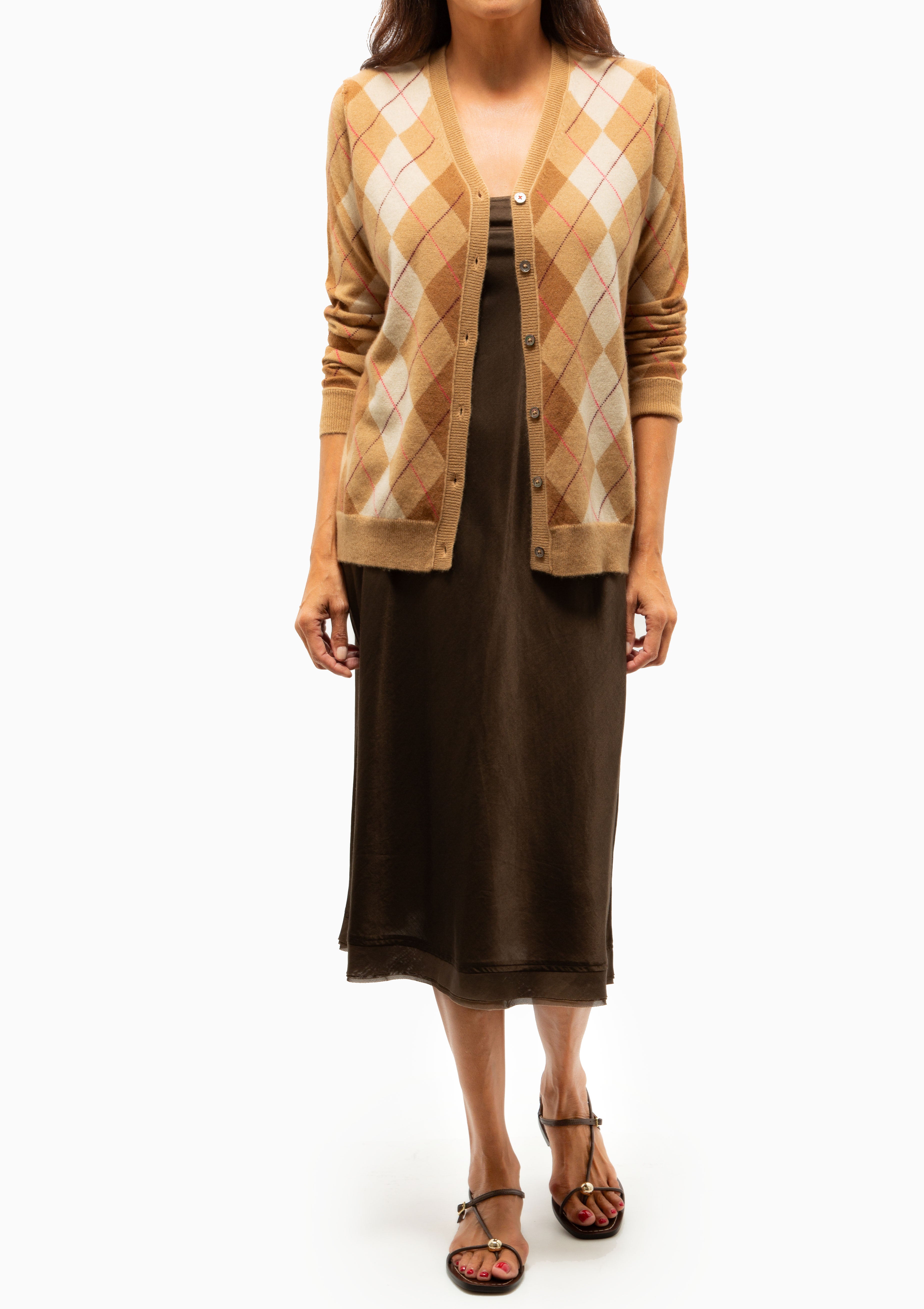 Argyle Cardigan | Camel