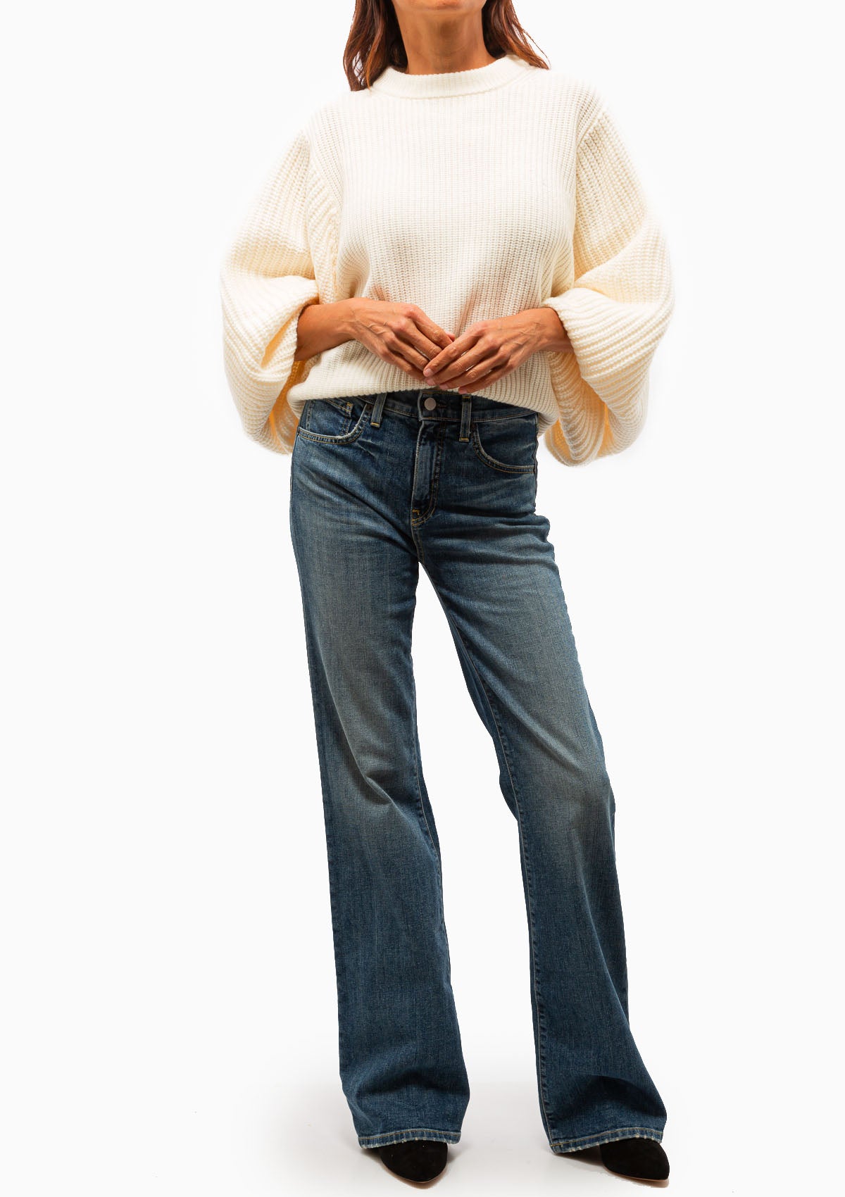 Balloon Sleeve Crew Neck | Mozzarella