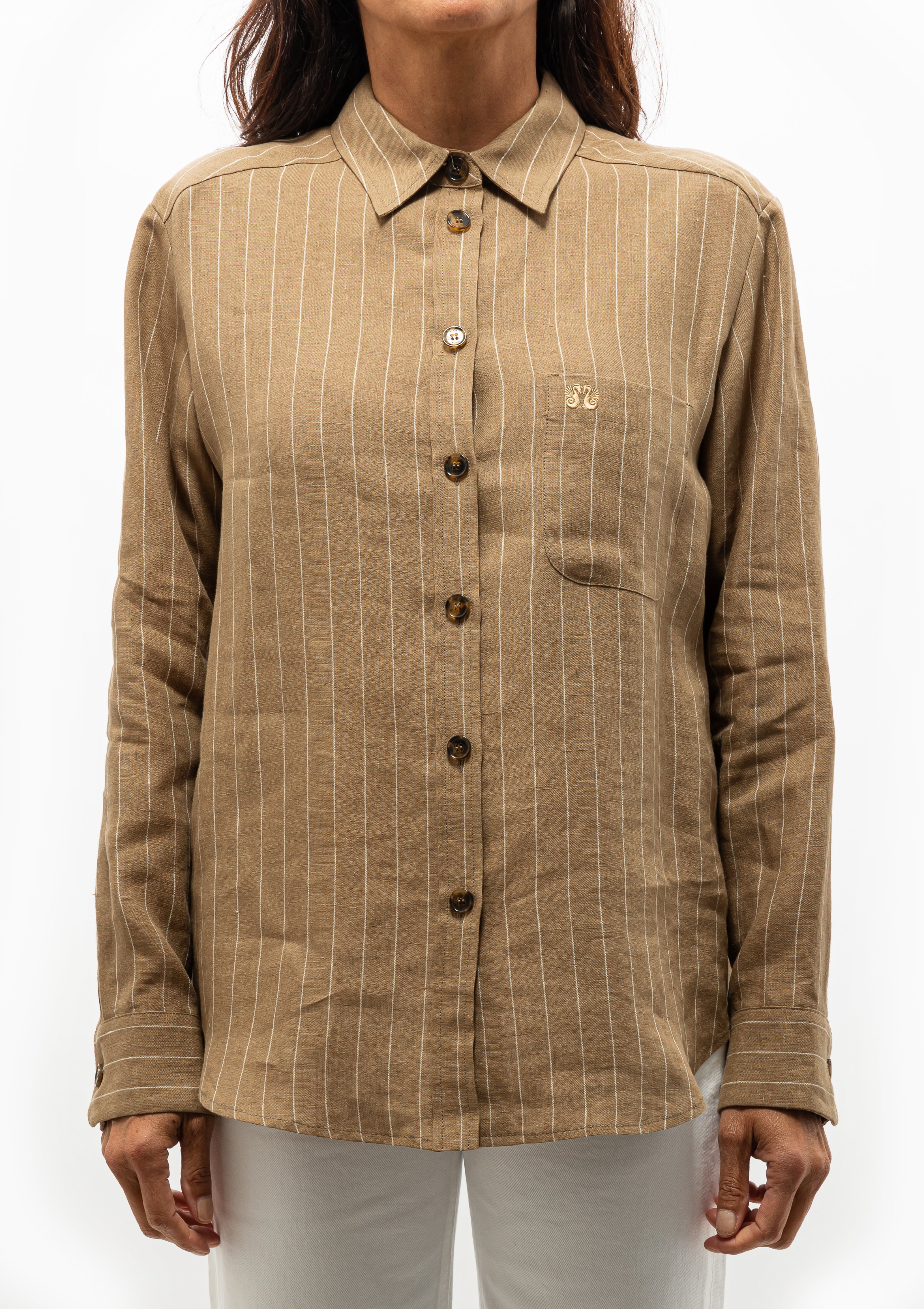 Relaxed yet polished Anabas Shirt in Heretique Sand by Blazé Milano — available at Diani Boutique.
