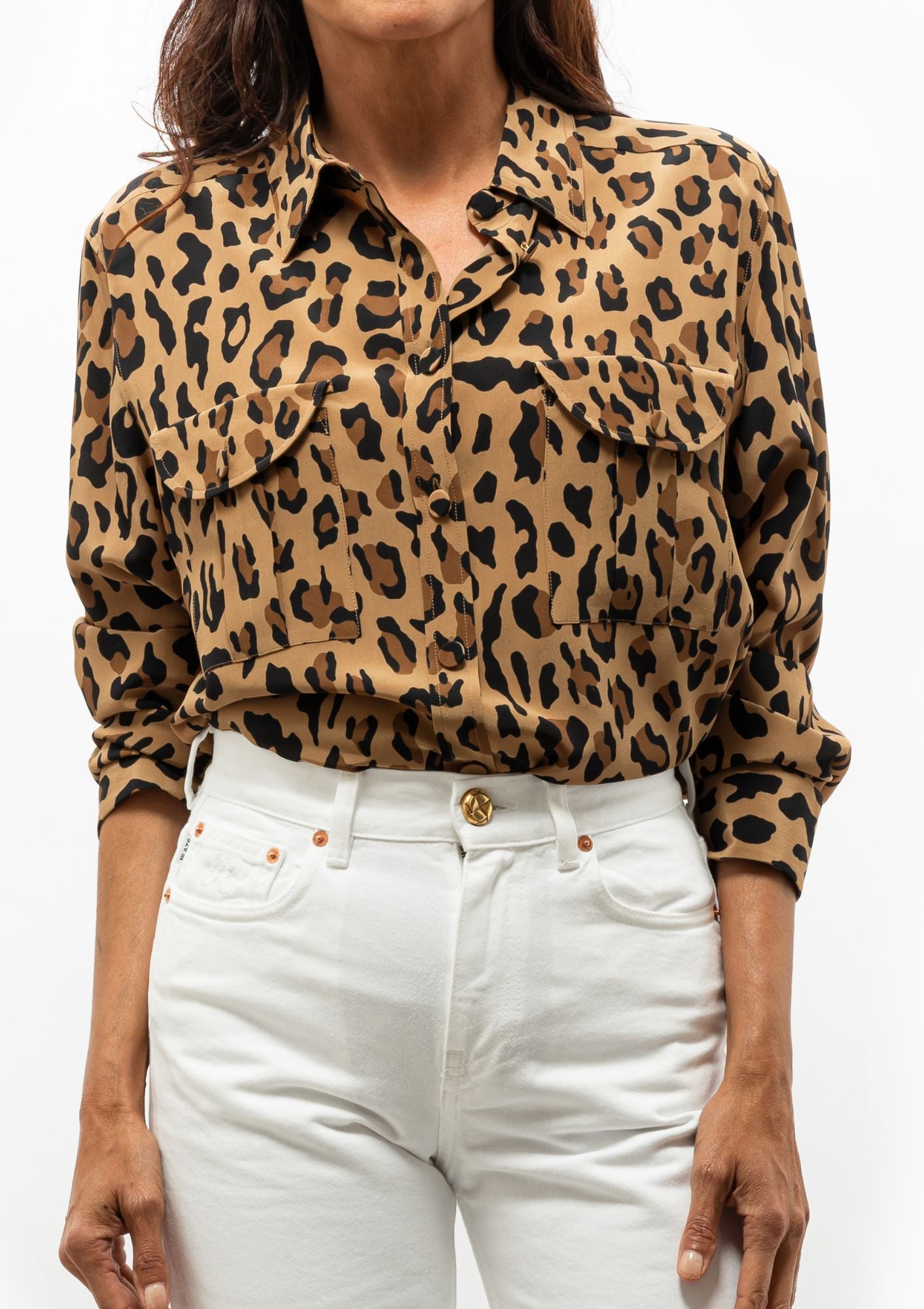 Blaze Milano Berber Shirt in Simba paired with Paso Jean in Clapotis White, available at Diani Boutique.