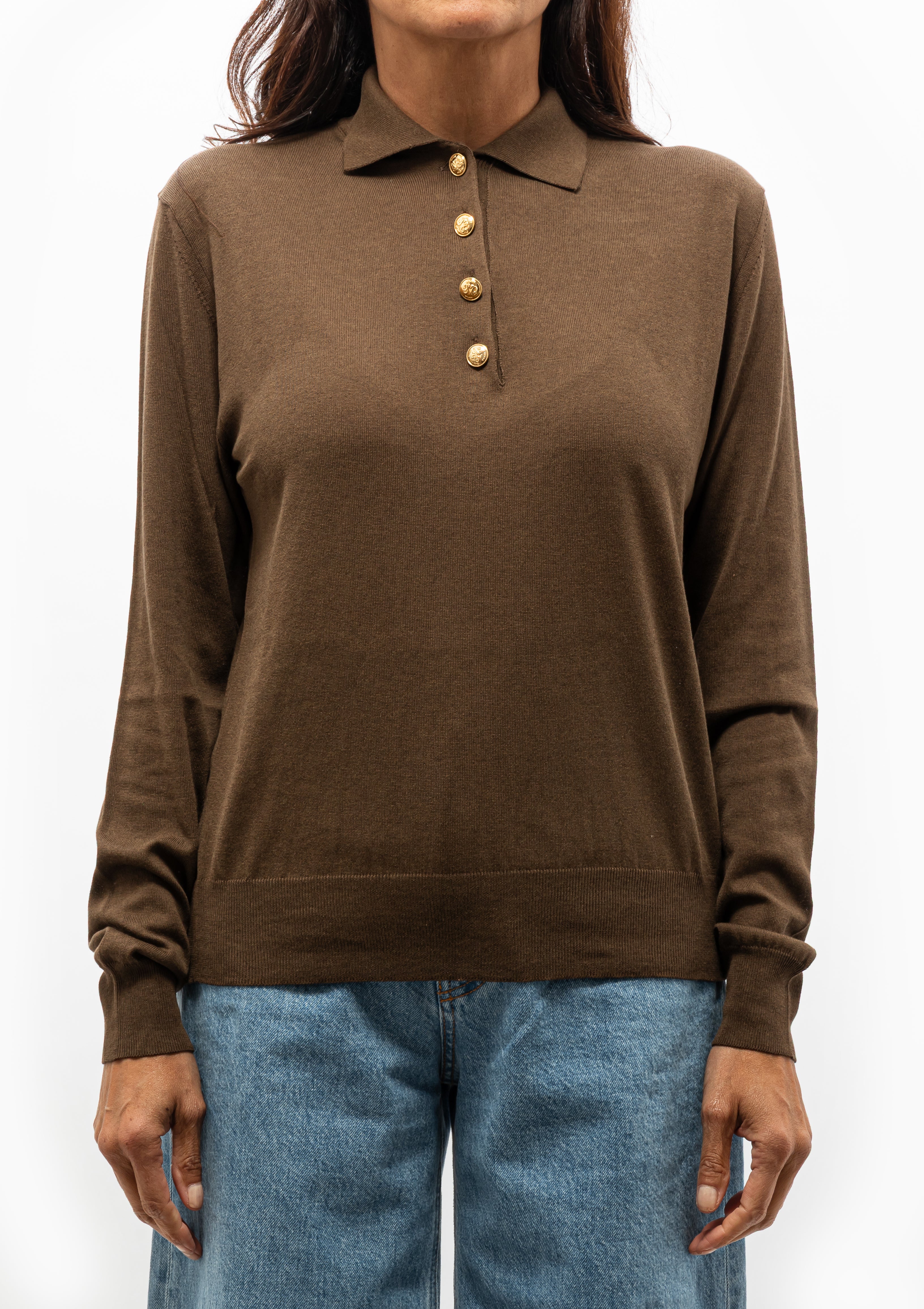 Blazé Milano Kotik Polo Sweater in coffee, available at Diani Boutique.