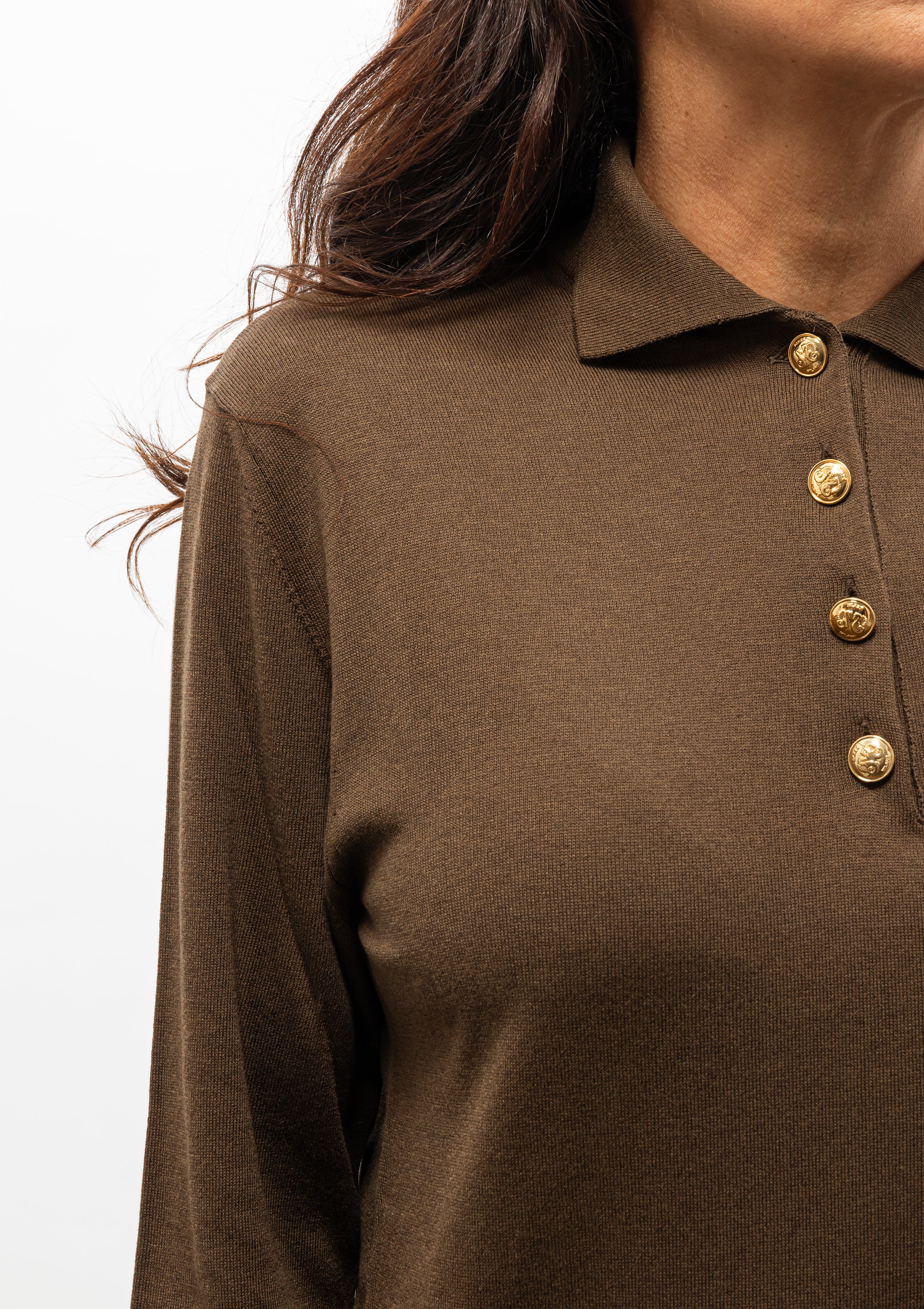 Blazé Milano Kotik Polo Sweater in coffee, available at Diani Boutique.