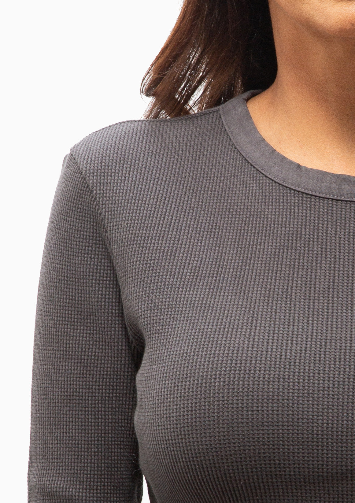 Pilar Waffle Crewneck | Charcoal