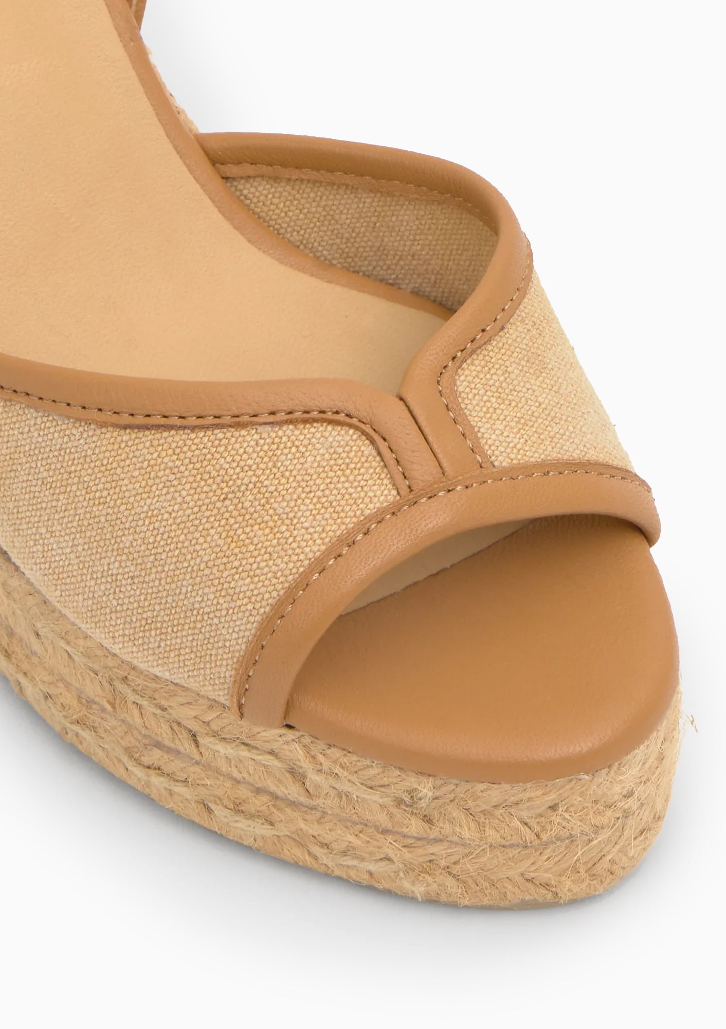 Brigitte Canvas Leather Trim Wedge 4.5" | Ocre