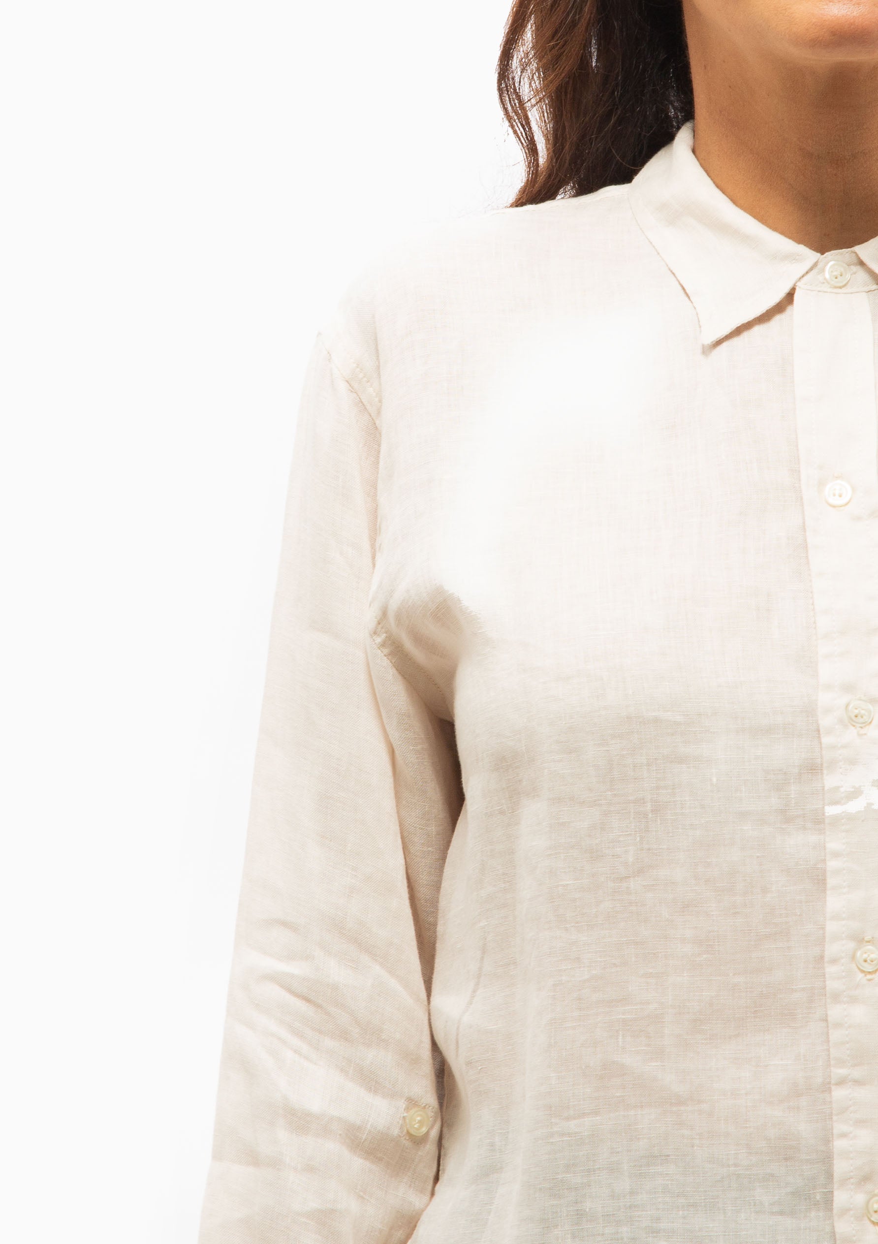 Kayla Shrunken Linen Shirt | Pale Stone