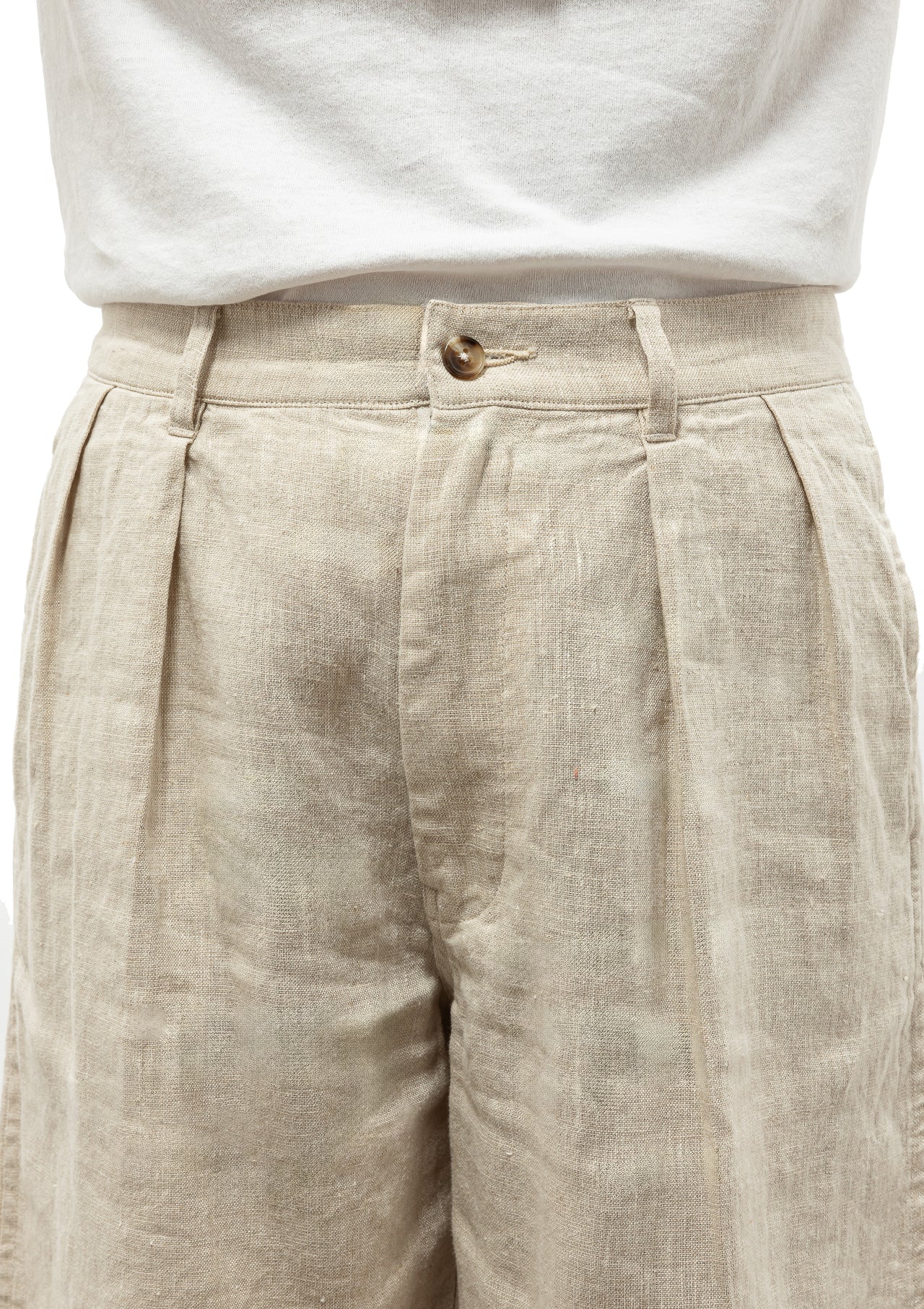 Double Pleat Shorts | Natural Linen
