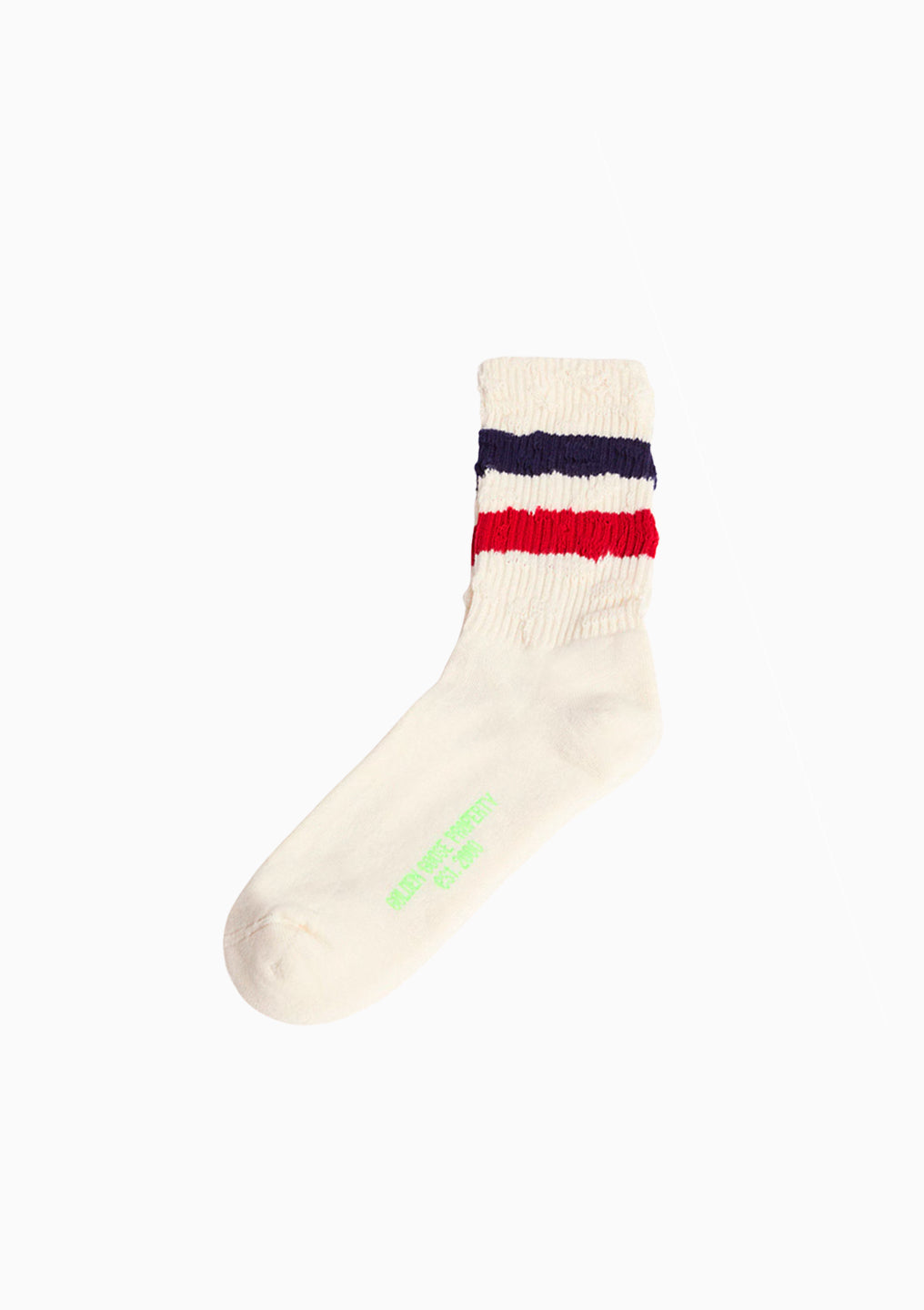 Distressed Details Stripe Socks, White | 2-Tone