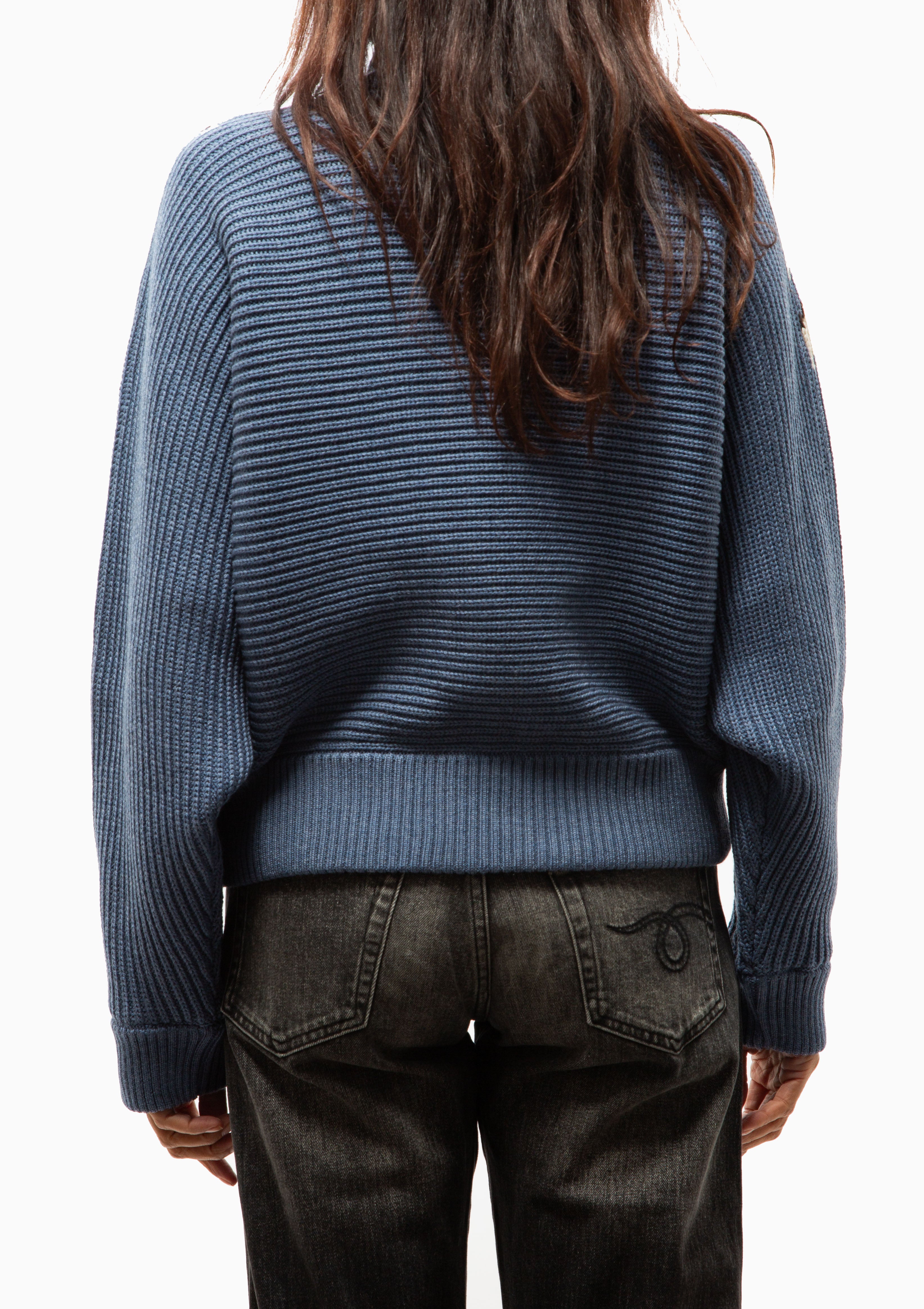 Jacquard Wool Sweater | Light Blue/Cream