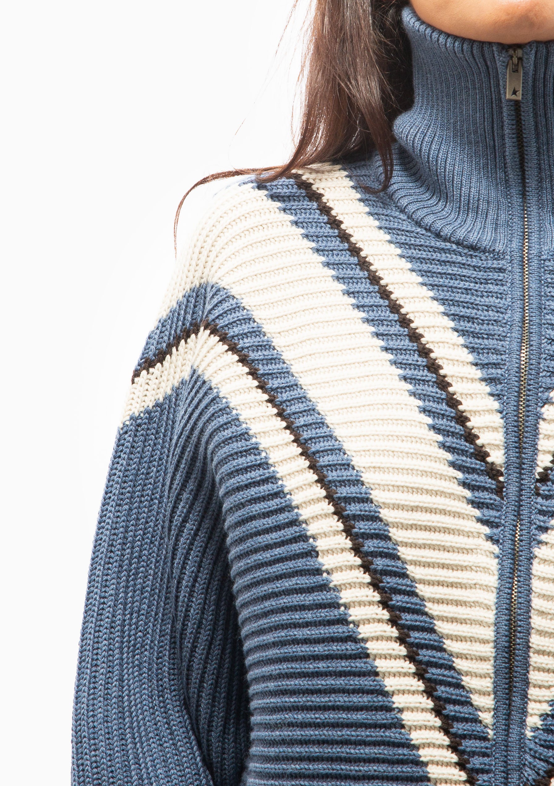Jacquard Wool Sweater | Light Blue/Cream