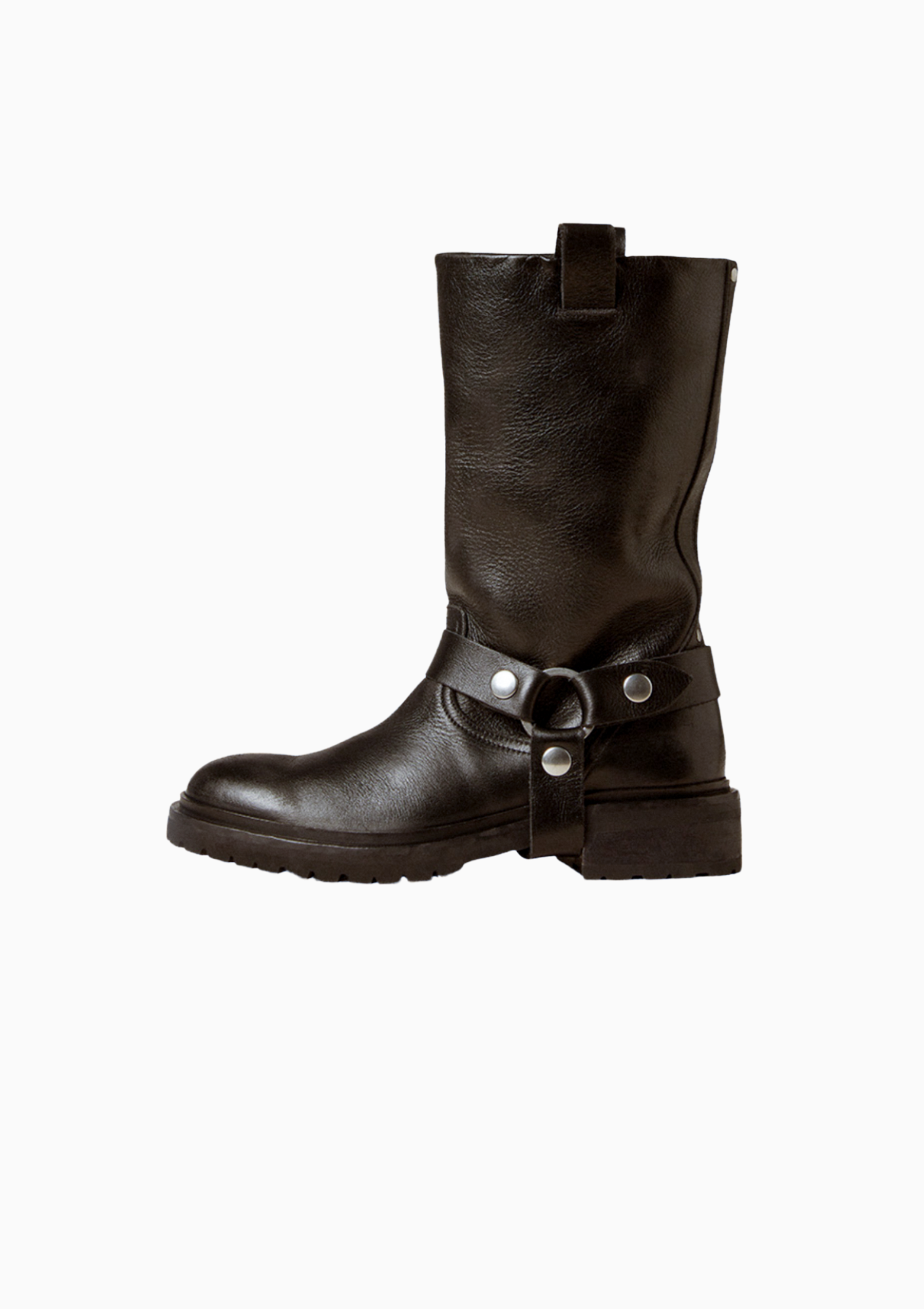 Kurt Shiny Leather Boot With Strap | Black