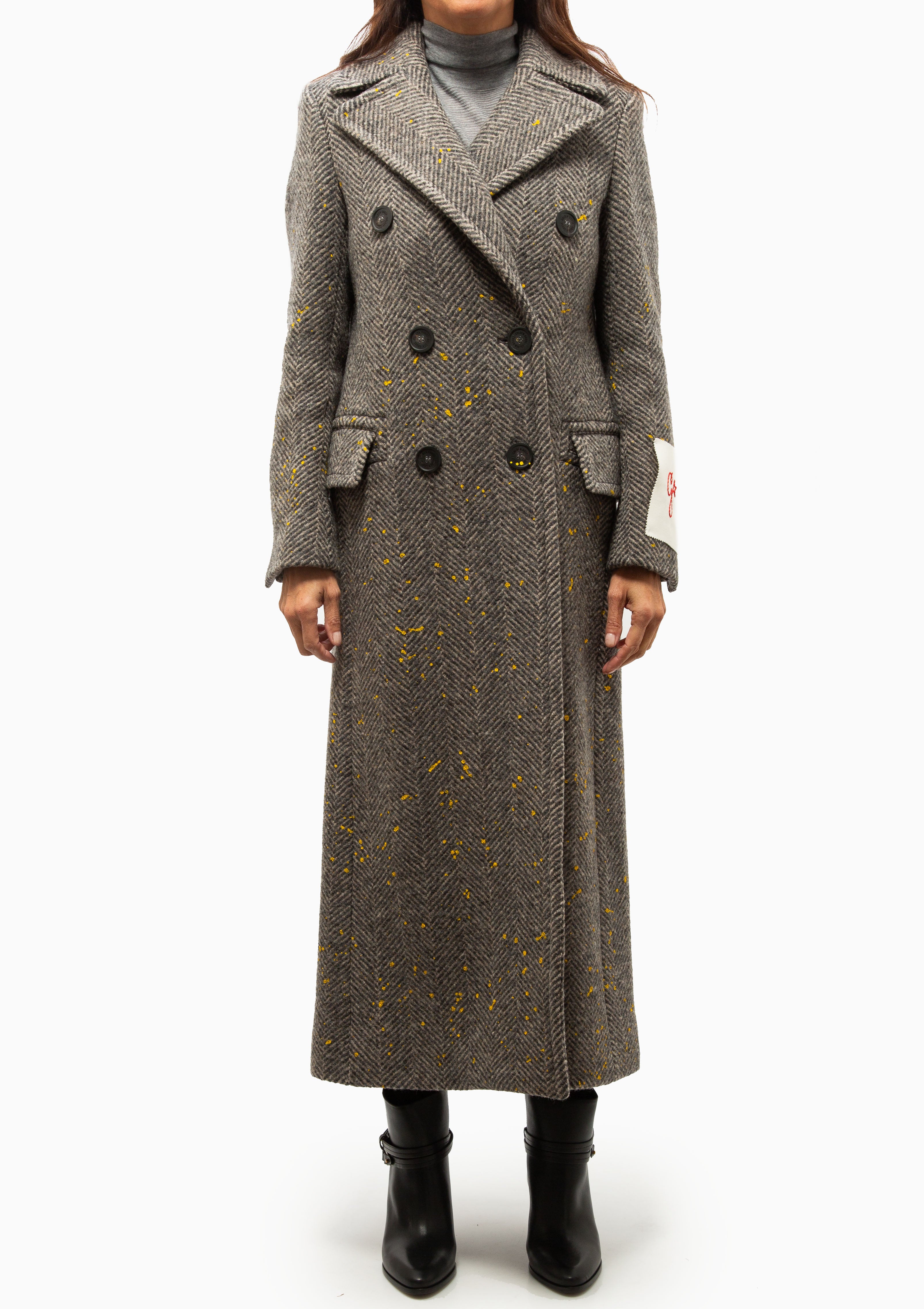 Long Herringbone Coat | Anthracite